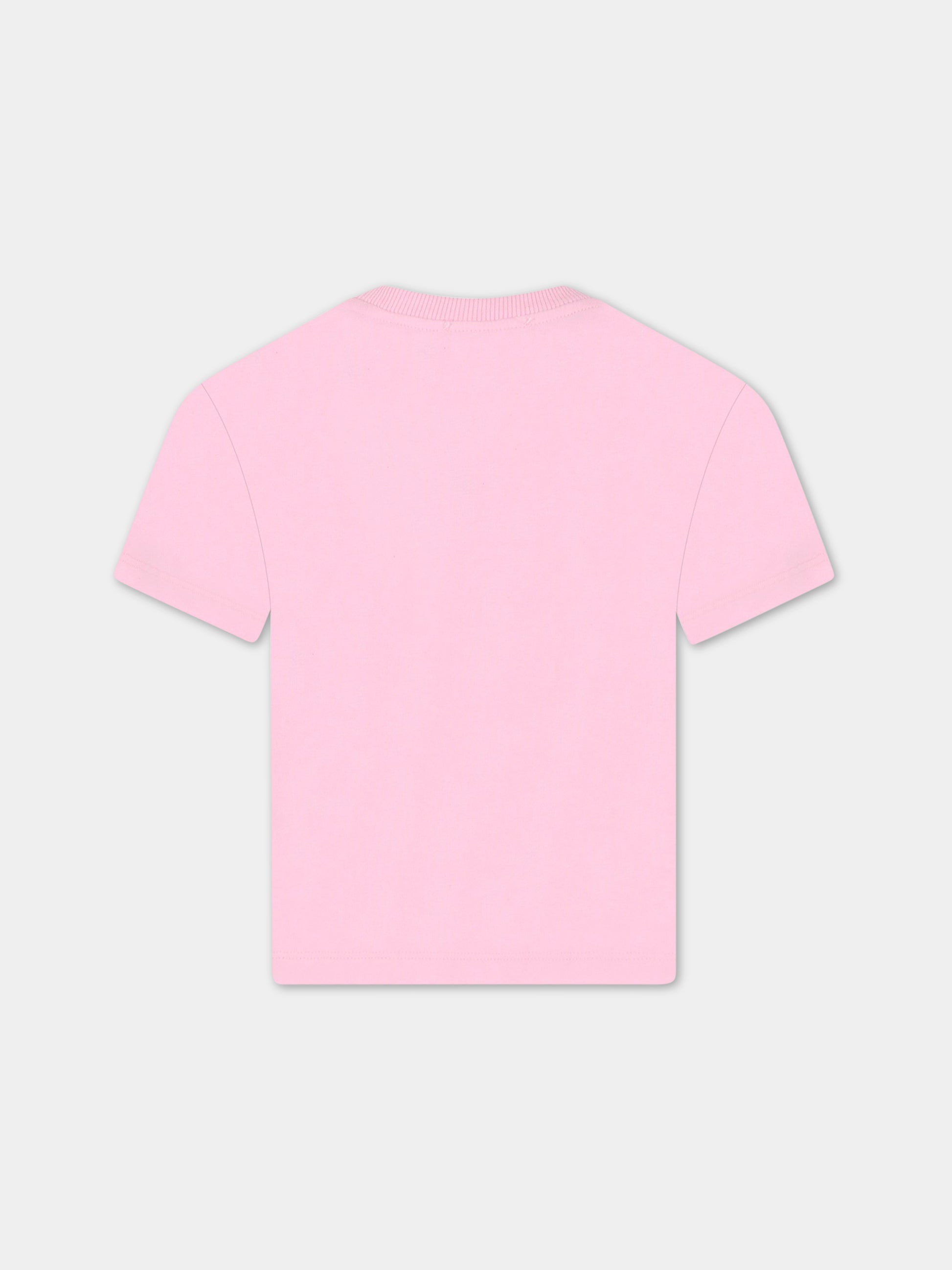 T-shirt rosa per bambina con Teddy Bear e logo,Moschino Kids,HMM046 LBA10 51473