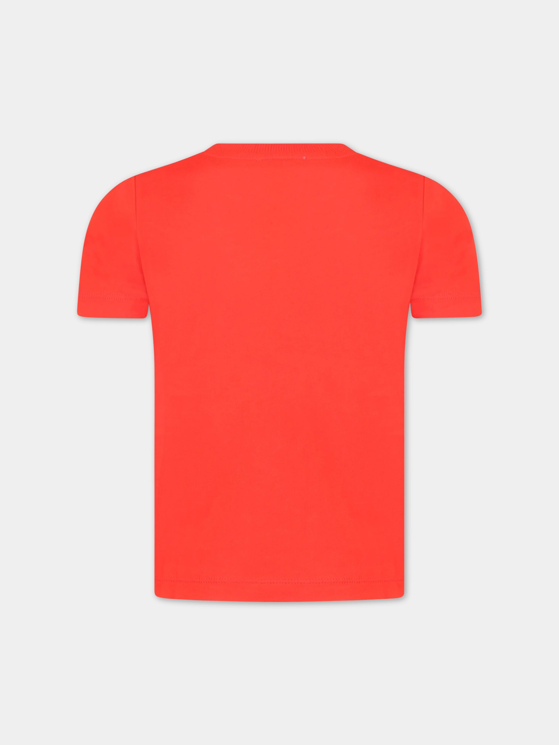 T-shirt rossa per bambino con logo nero,Moschino Kids,HWM03L LAA02 50109