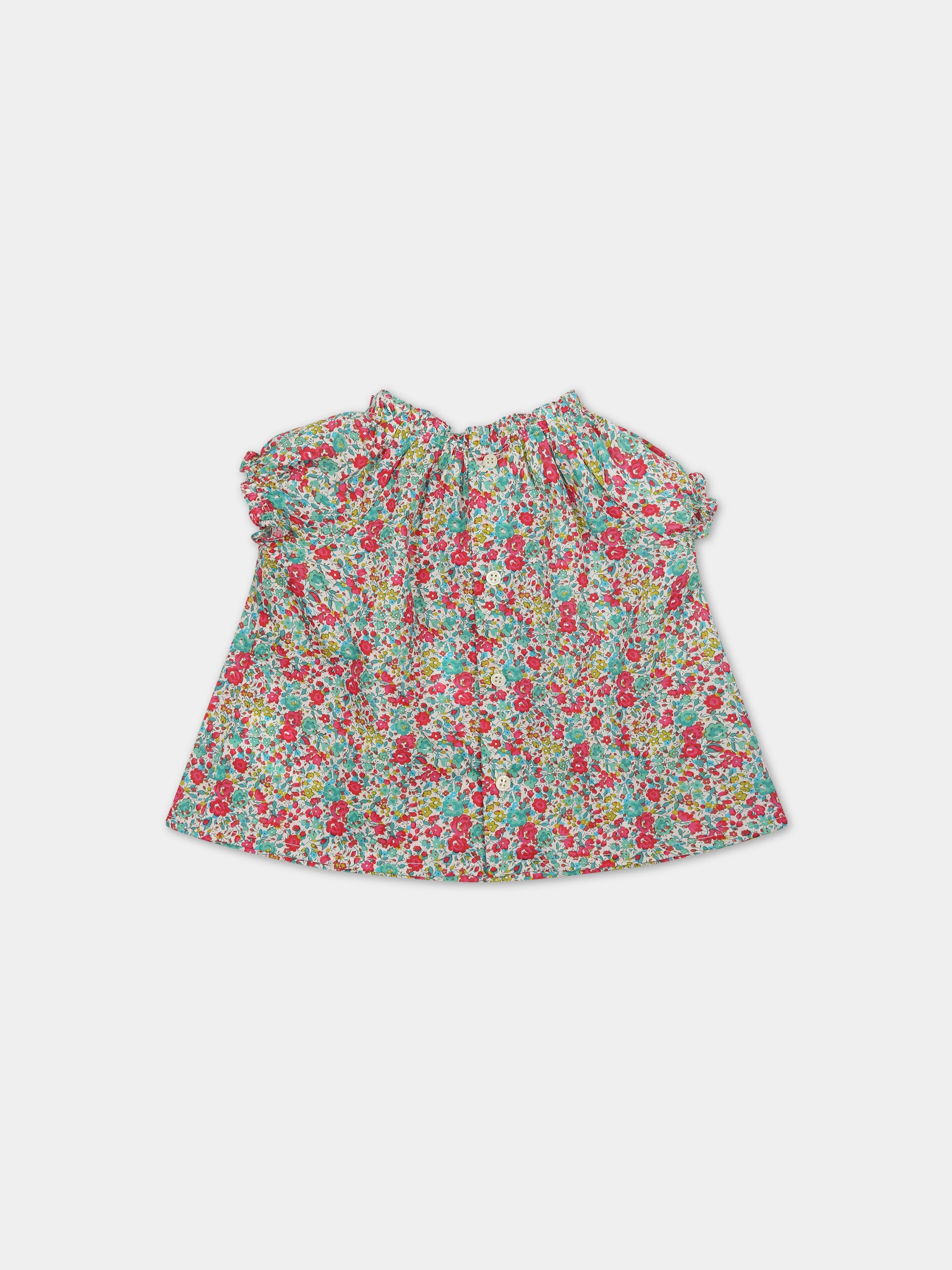T-shirt multicolor per neonata con stampa liberty,Bonpoint,S03XBLW00008 544A