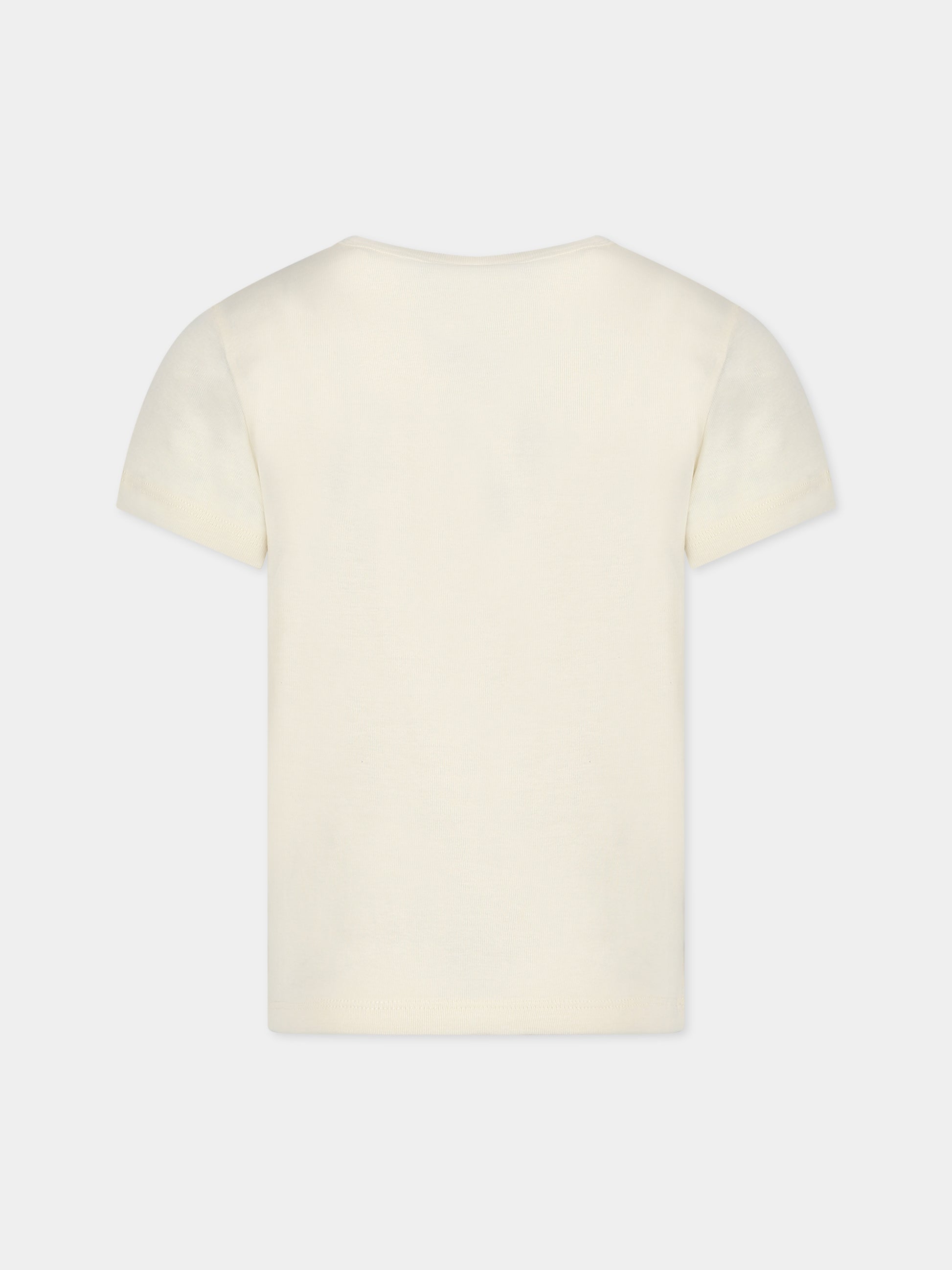 T-shirt avorio per bambini con stampa e scritta  Sun's up ,Mini Rodini,2322016111