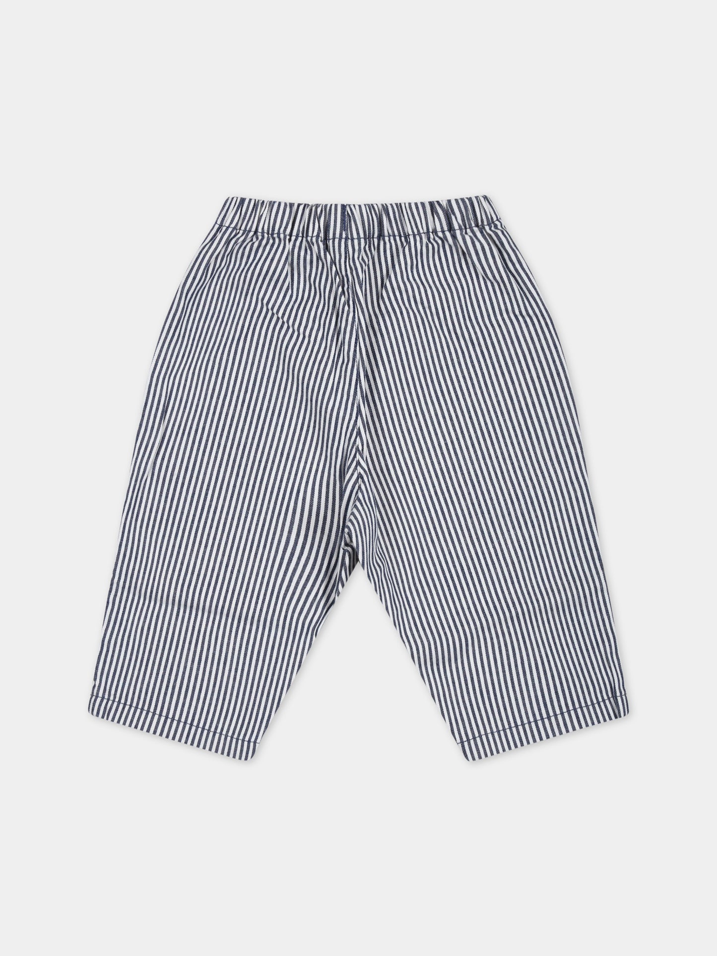 Pantaloni casual a righe blu e bianco  per neonato,Petit Bateau,A077Y MEDIEVAL/MARSHMALLOW