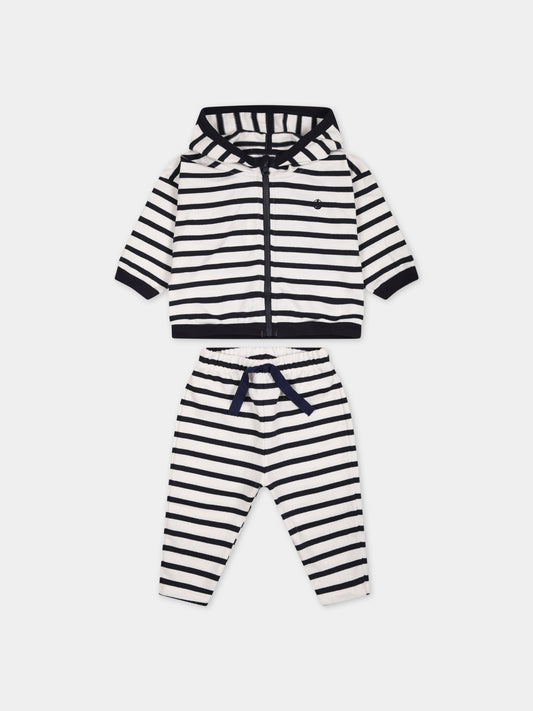 Completo multicolor per neonato con logo,Petit Bateau,A077U MARSHMALLOW/SMOKING