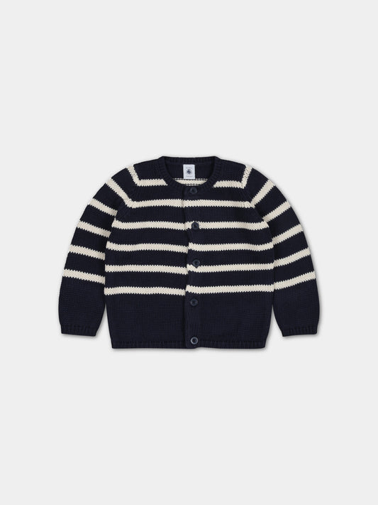 Maglione blu per neonato,Petit Bateau,A07PW SMOKING/AVALANCHE