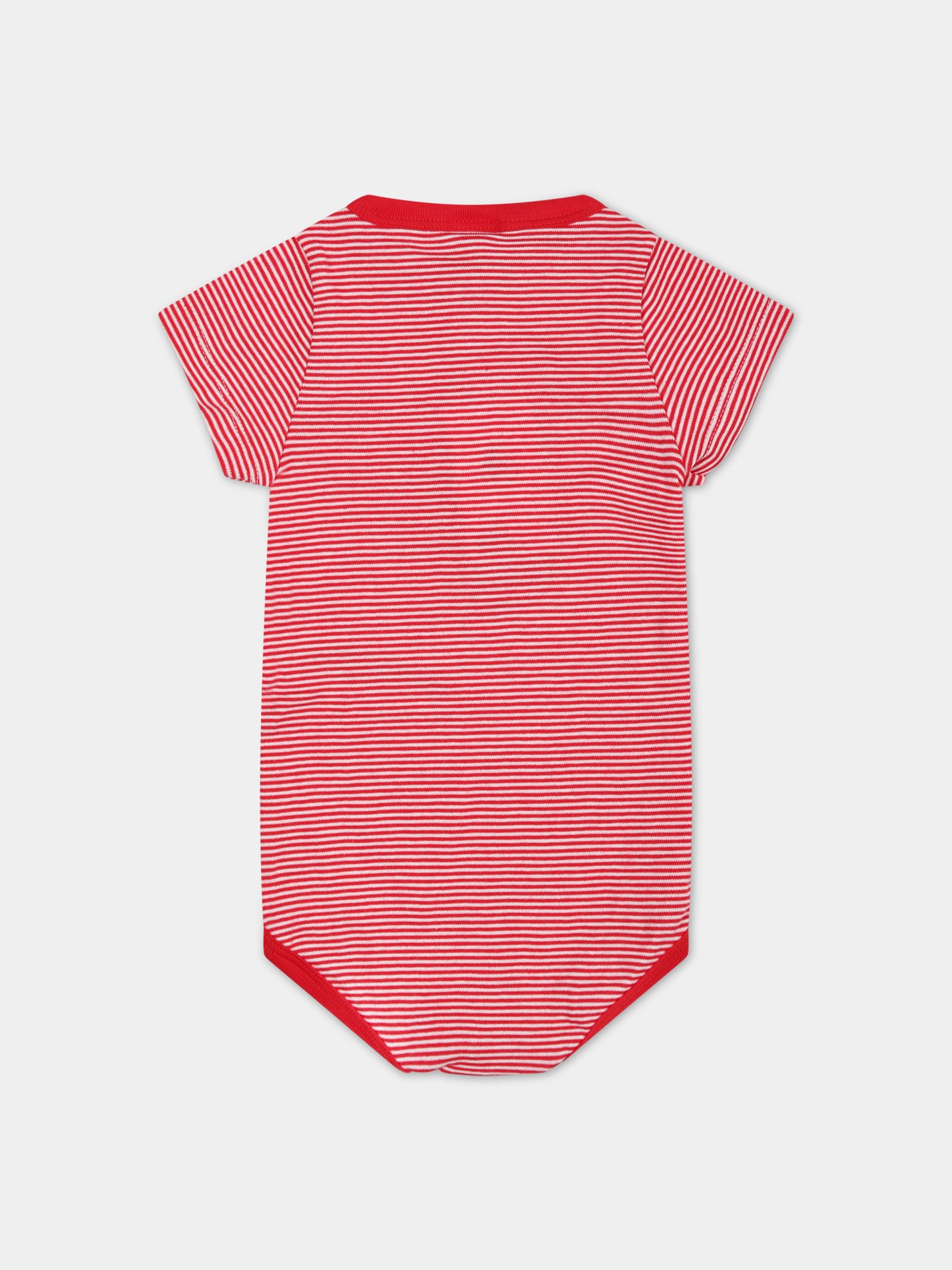 Body rosso per neonati con logo,Petit Bateau,A072W CORRIDA/MARSHMALLOW