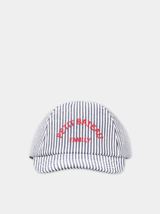 Cappello multicolor neonato con scritta  Petit Bateau family  ,Petit Bateau,A06QU MEDIEVAL/MARSHMALLOW