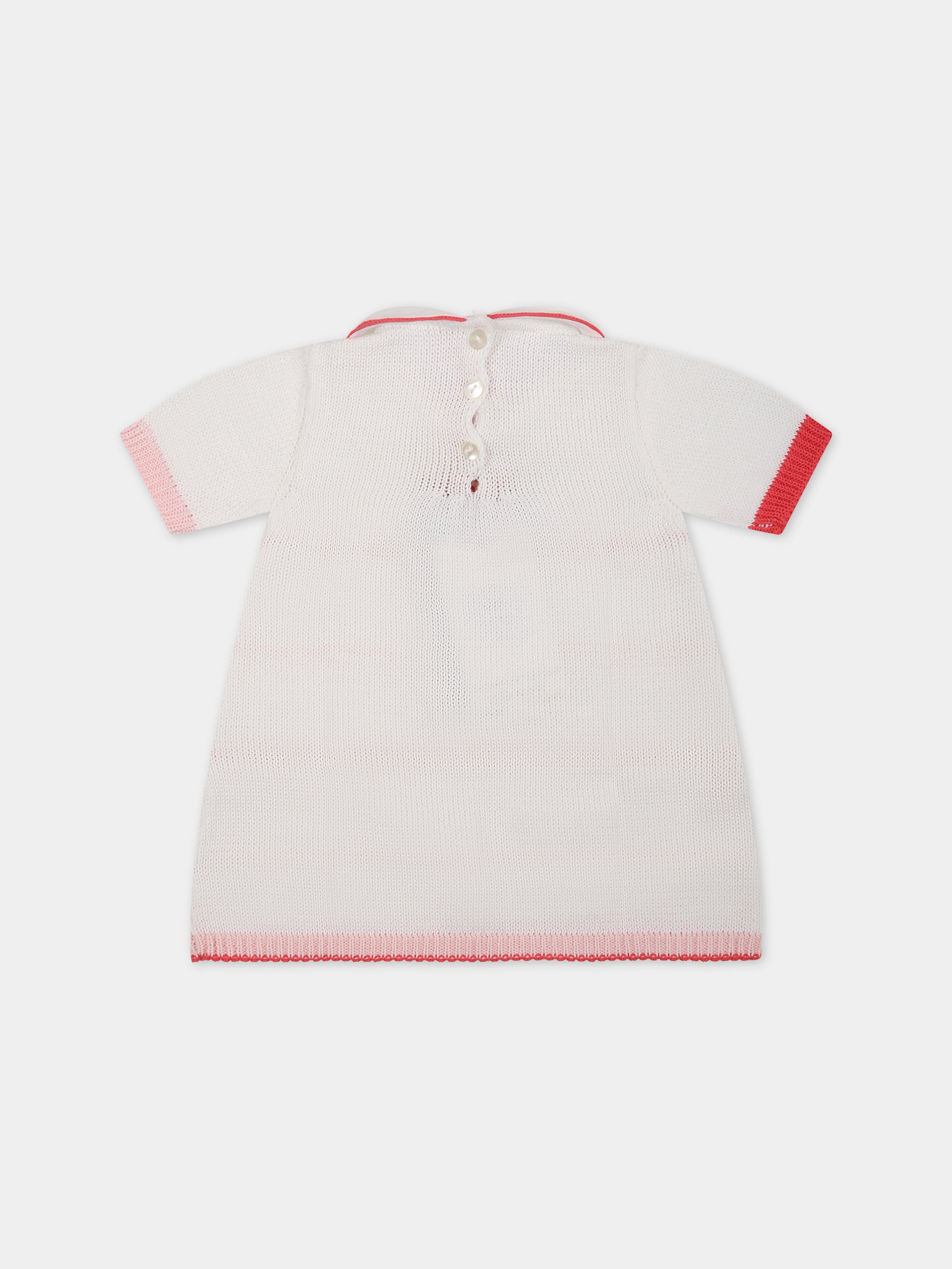 Vestito bianco per neonata con dettagli multicolor,Scaldacuore,FA05