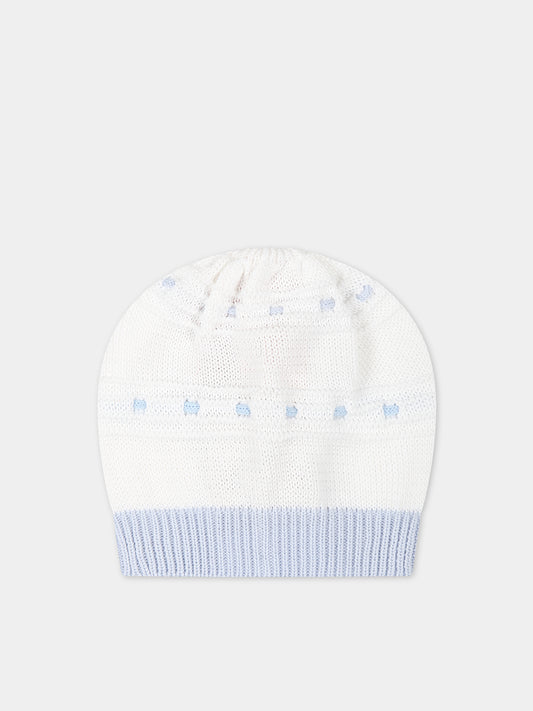 Cappello bianco per neonato con dettagli celesti,Scaldacuore,FA14 CELESTE