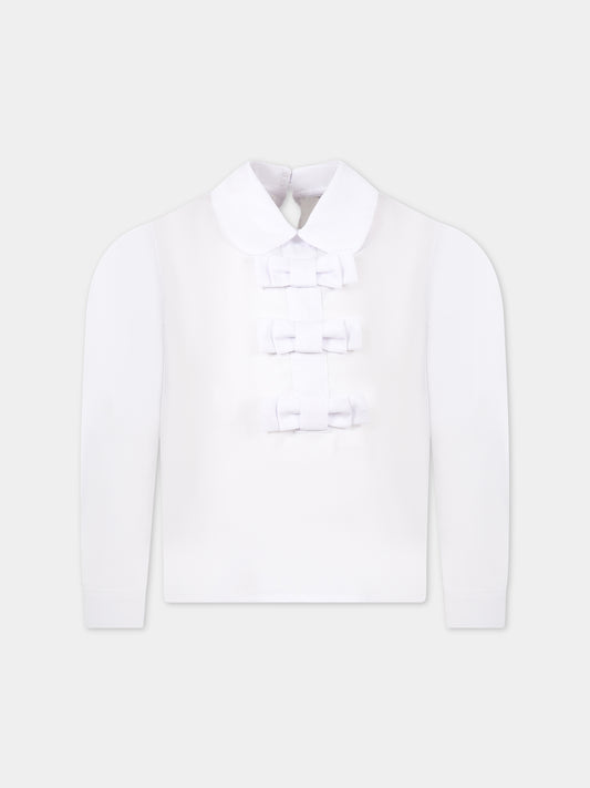 Camicia bianca per bambina con fiocco,Simonetta,SS5A80 P0263 100