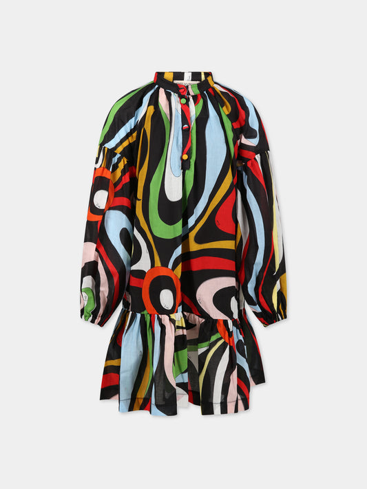 Vestito multicolor per bambina con logo,Emilio Pucci Junior,PS1C20 M0025 930MC