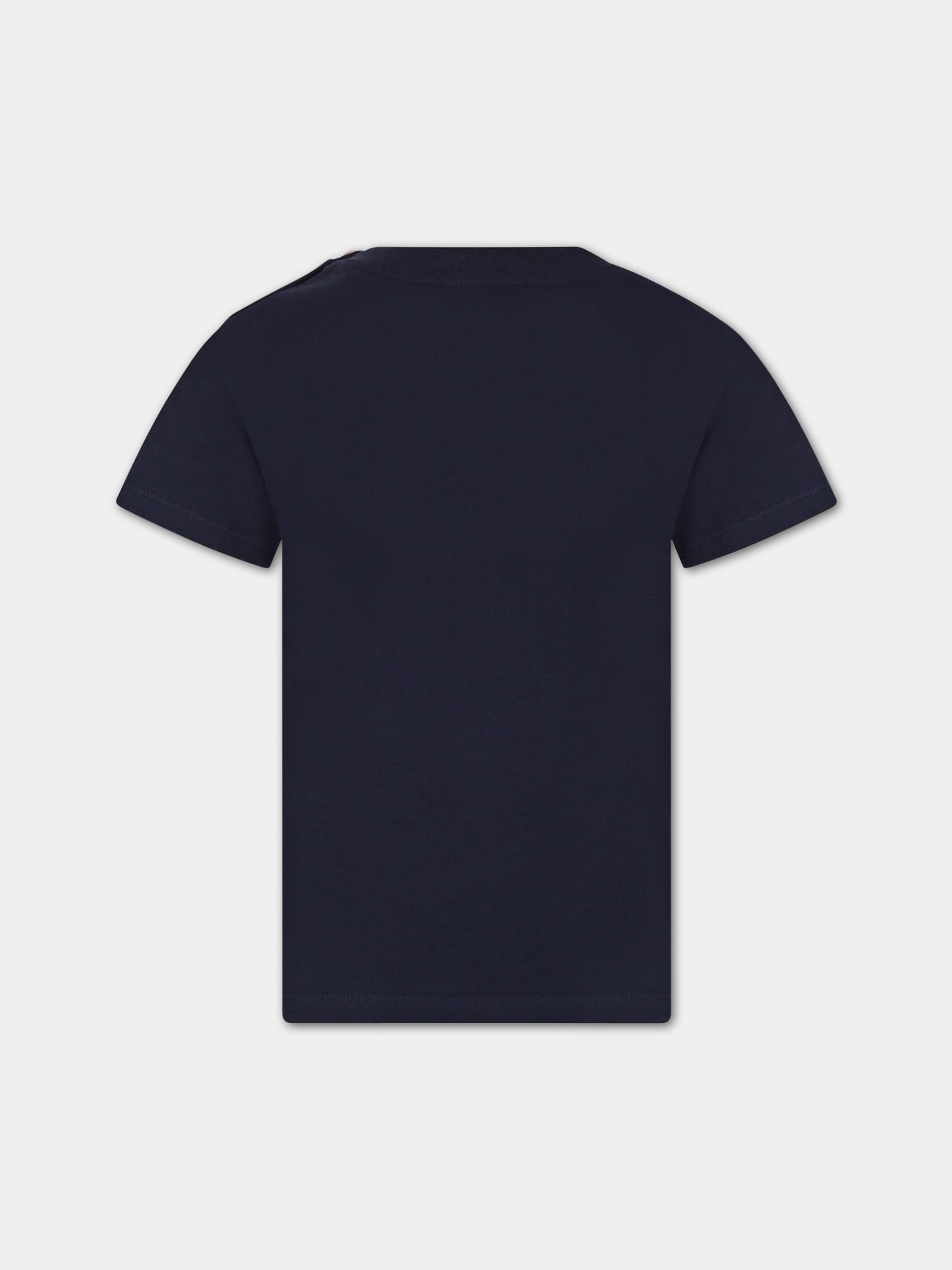 T-shirt blu per bambino con logo,Balmain Kids,BS8Q41 Z0057 649