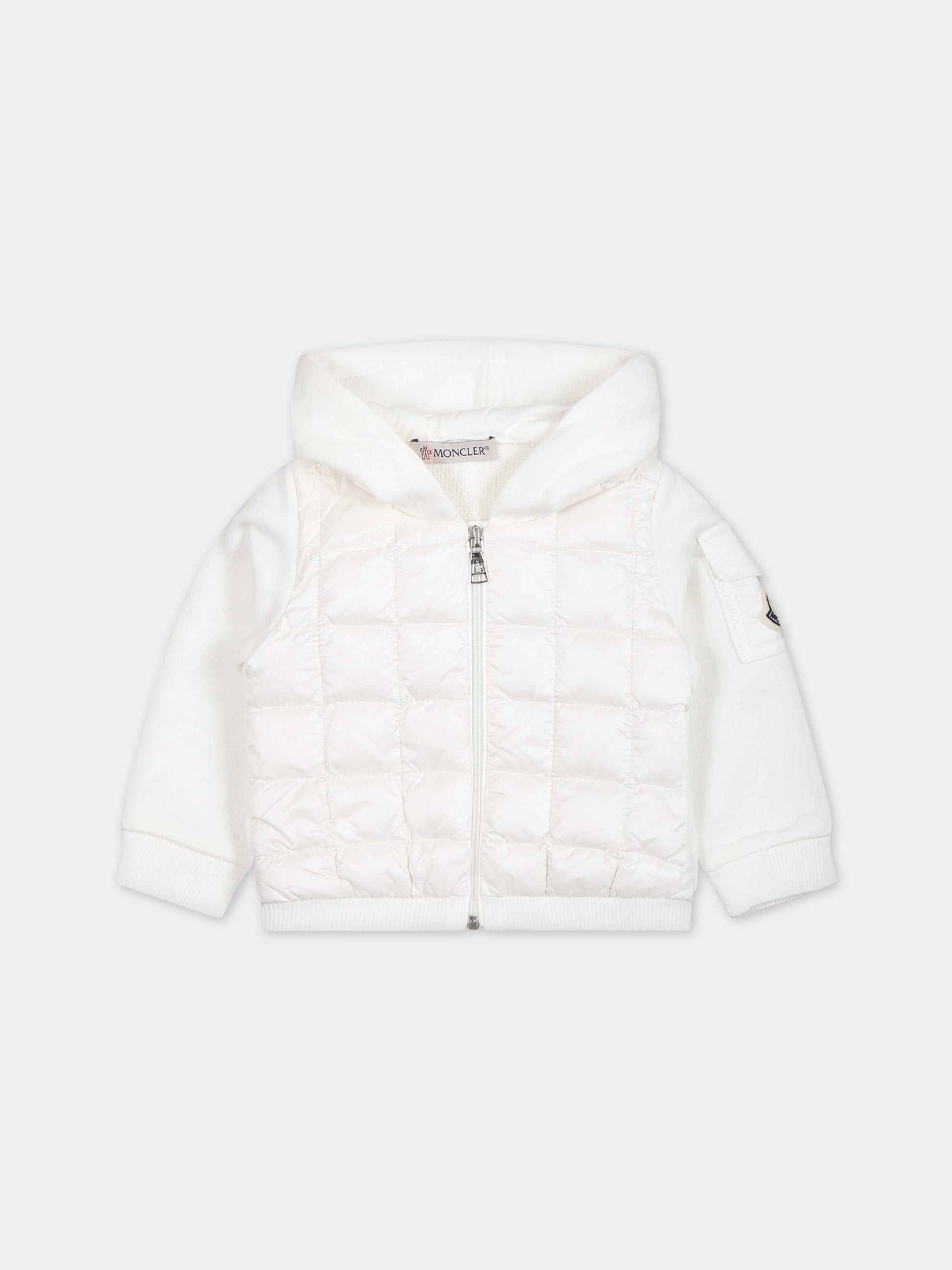 Felpa bianca per neonato con logo,Moncler Kids,951 8G00004 809DK 032