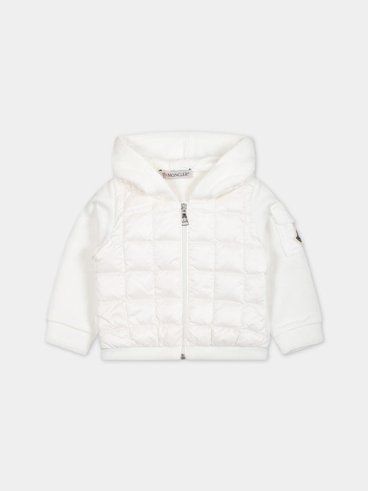 Felpa bianca per neonato con logo,Moncler Kids,951 8G00004 809DK 032