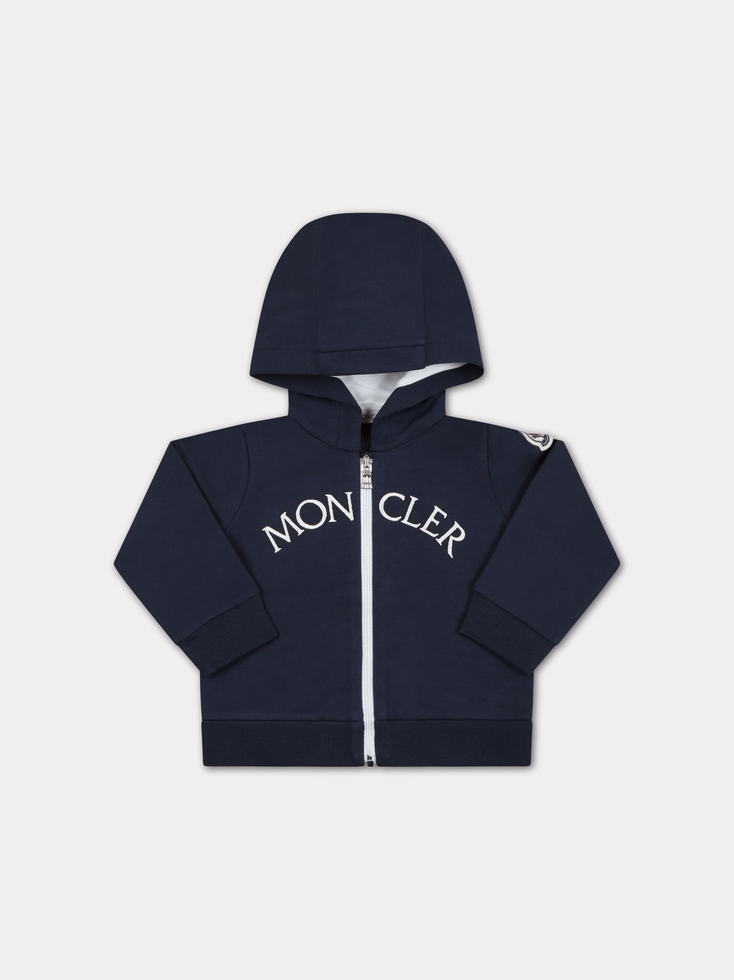 Felpa blu per neonato con logo,Moncler Kids,951 8G00005 809AC 744