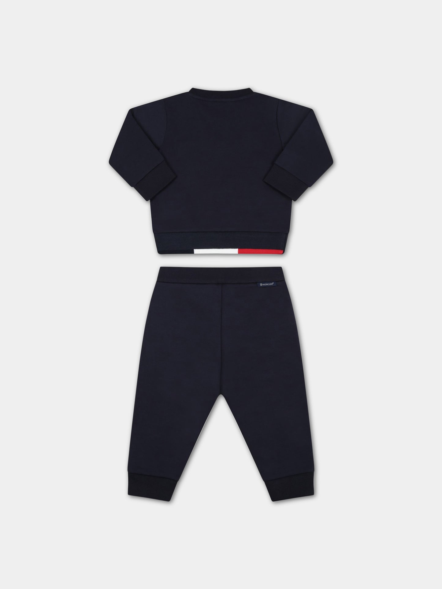 Completo blu sportivo per neonato con patch logato,Moncler Kids,951 8M00022 809AC 742