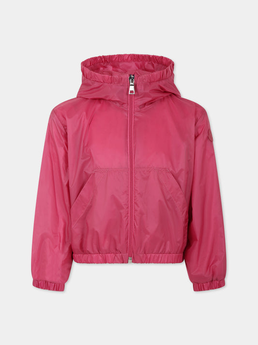 Giacca a vento fucsia per bambina con logo,Moncler Kids,954 1A00064 595YT 536