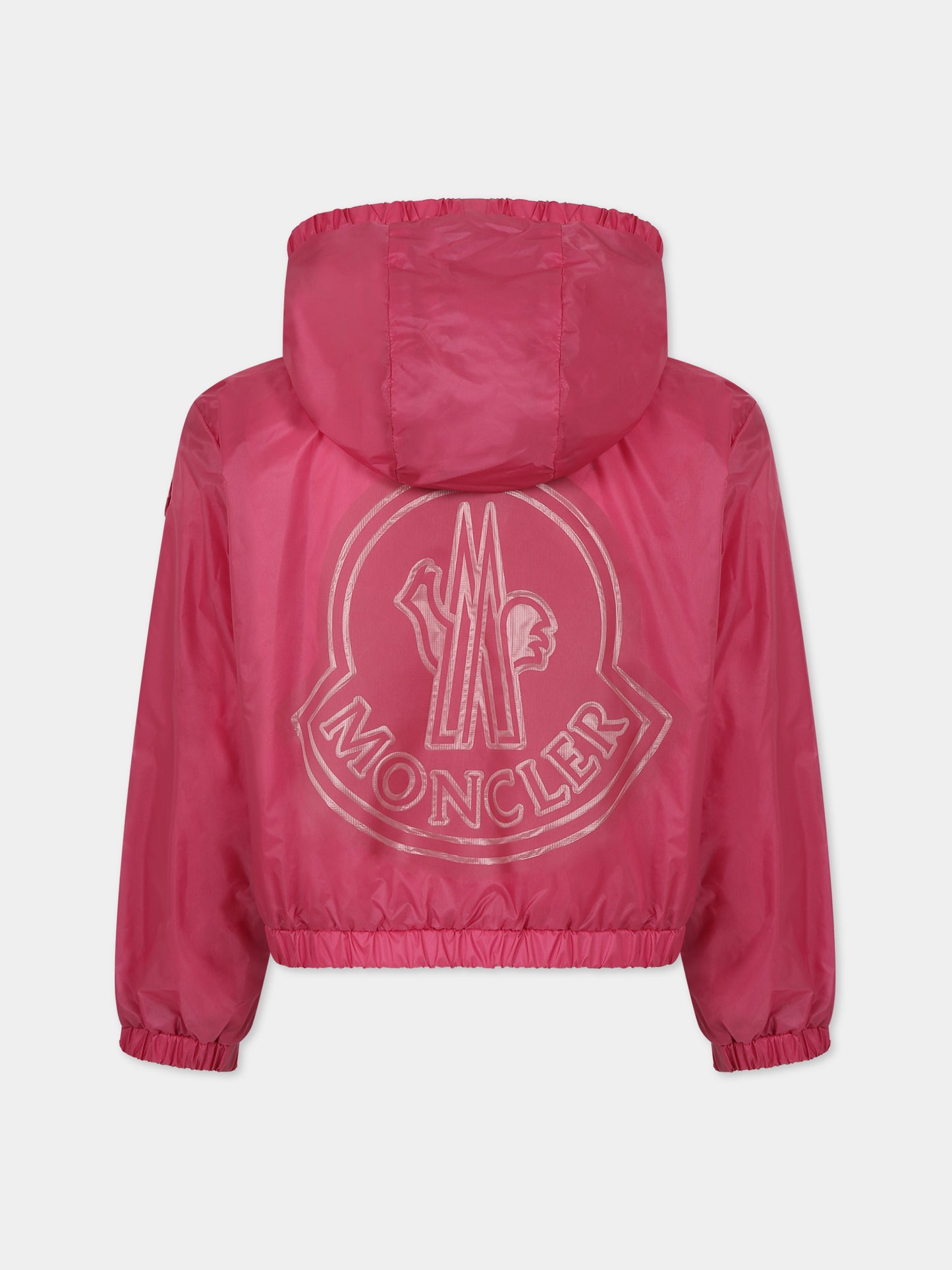 Giacca a vento fucsia per bambina con logo,Moncler Kids,954 1A00064 595YT 536