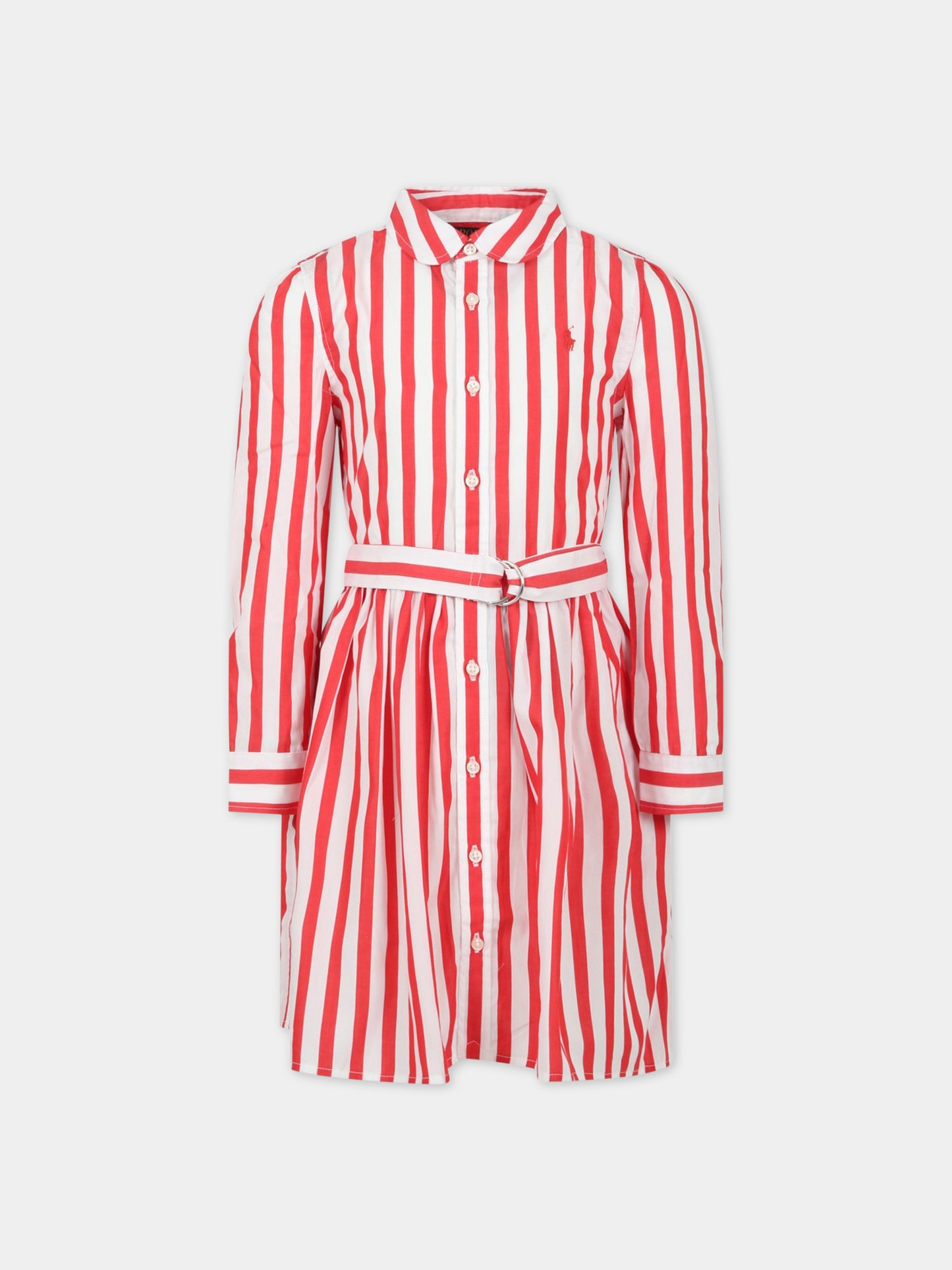 Vestito multicolor per bambina con cavallino rosso,Ralph Lauren Kids,901561001 860E