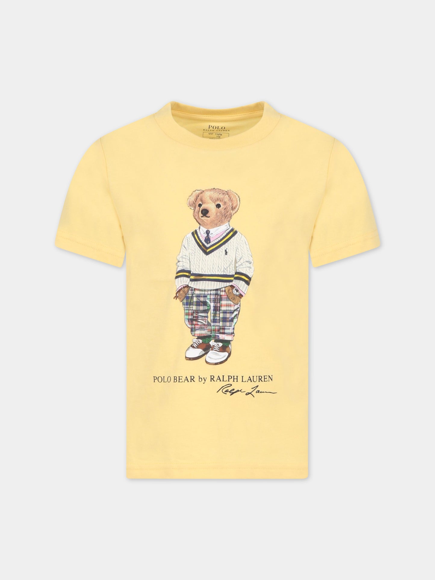 T-shirt gialla per bambino con orso,Ralph Lauren Kids,853828016