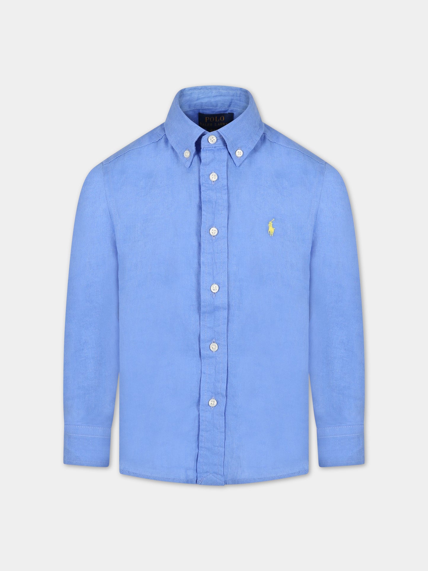 Camicia azzurro per bambino con logo,Ralph Lauren Kids,865270003