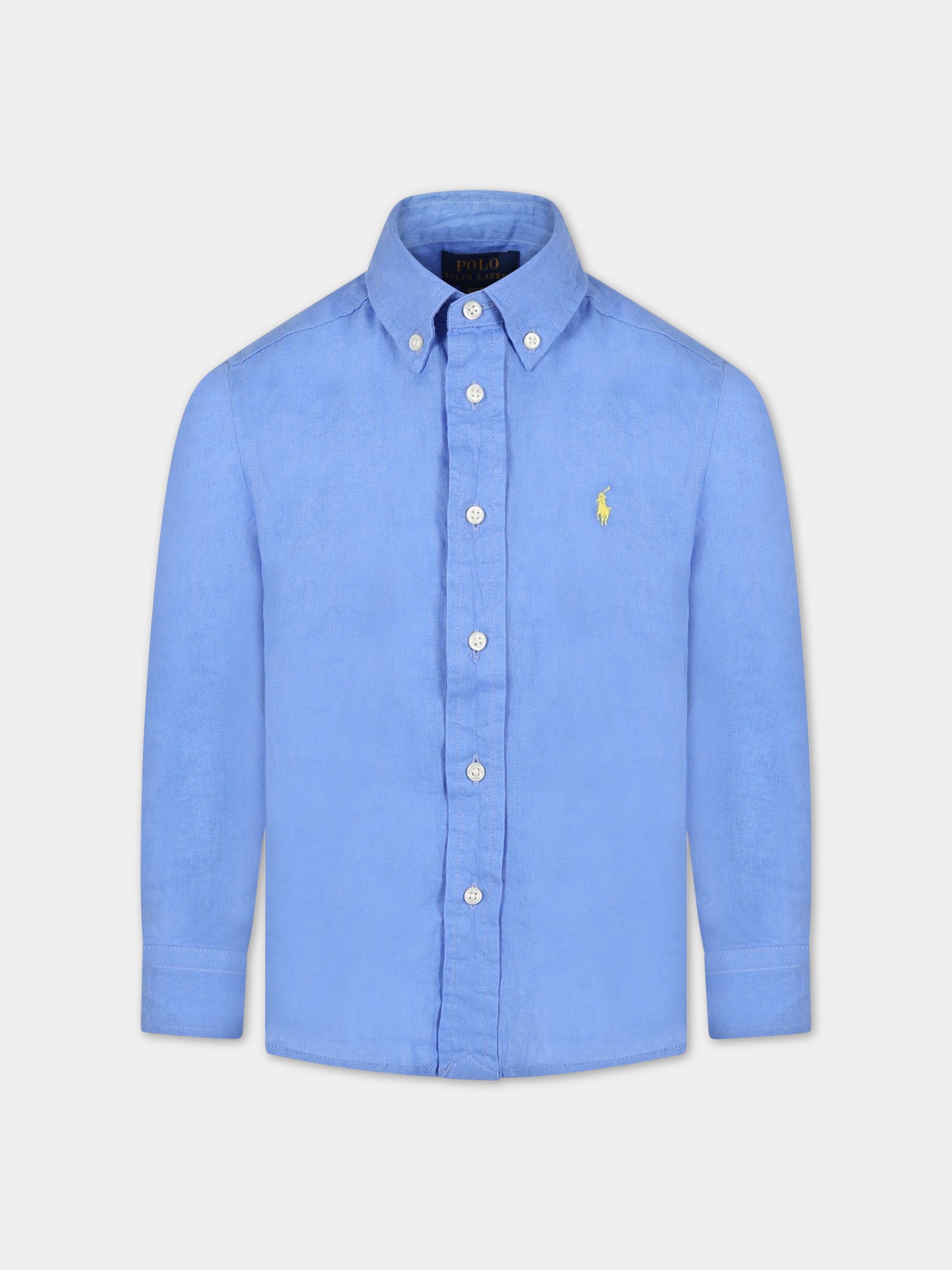 Camicia azzurro per bambino con logo,Ralph Lauren Kids,865270003