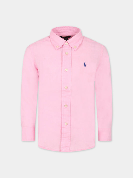 Camicia rosa per bambino con iconico cavallino,Ralph Lauren Kids,865270004