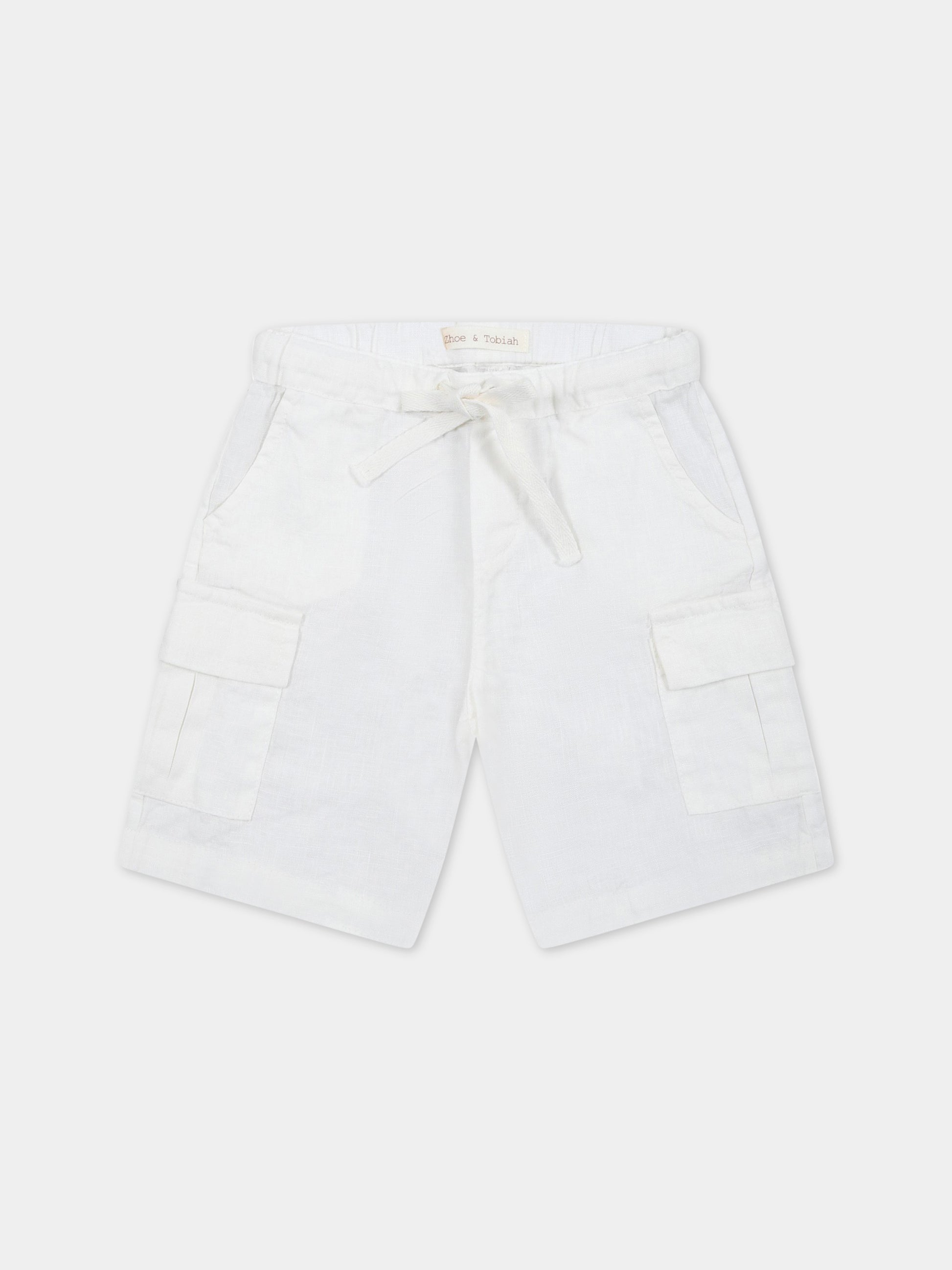 Bermuda avorio per neonato in lino,Zhoe & Tobiah,LIN4 1