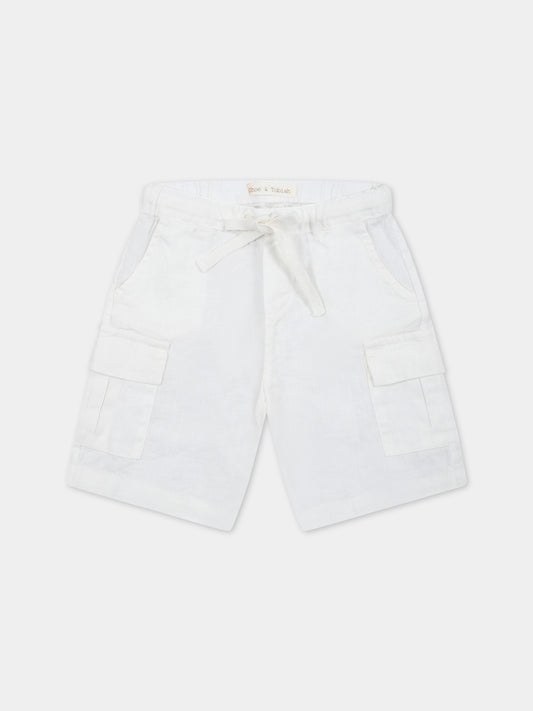 Bermuda avorio per neonato in lino,Zhoe & Tobiah,LIN4 1