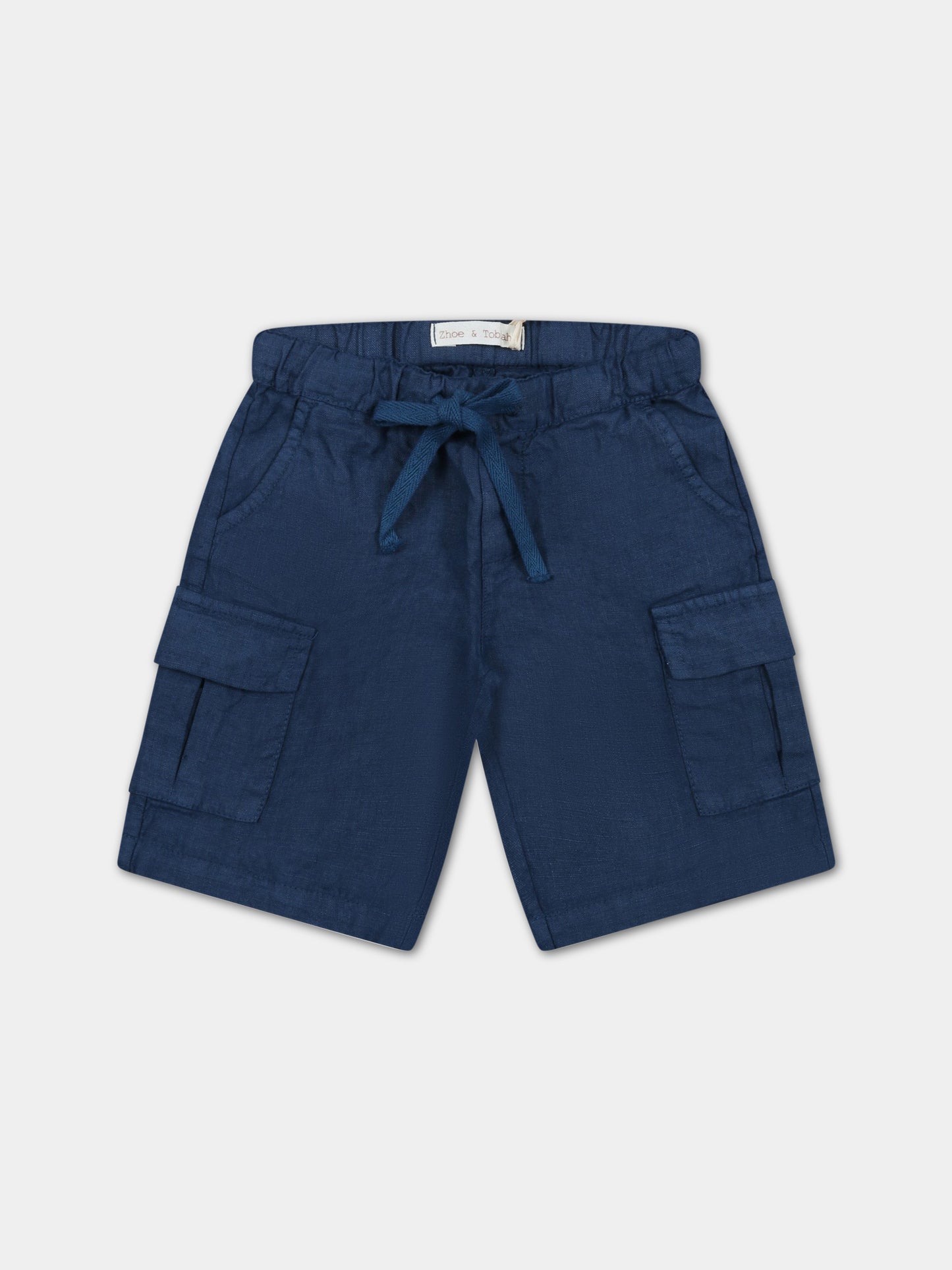 Bermuda blu per neonato in lino,Zhoe & Tobiah,LIN4 11