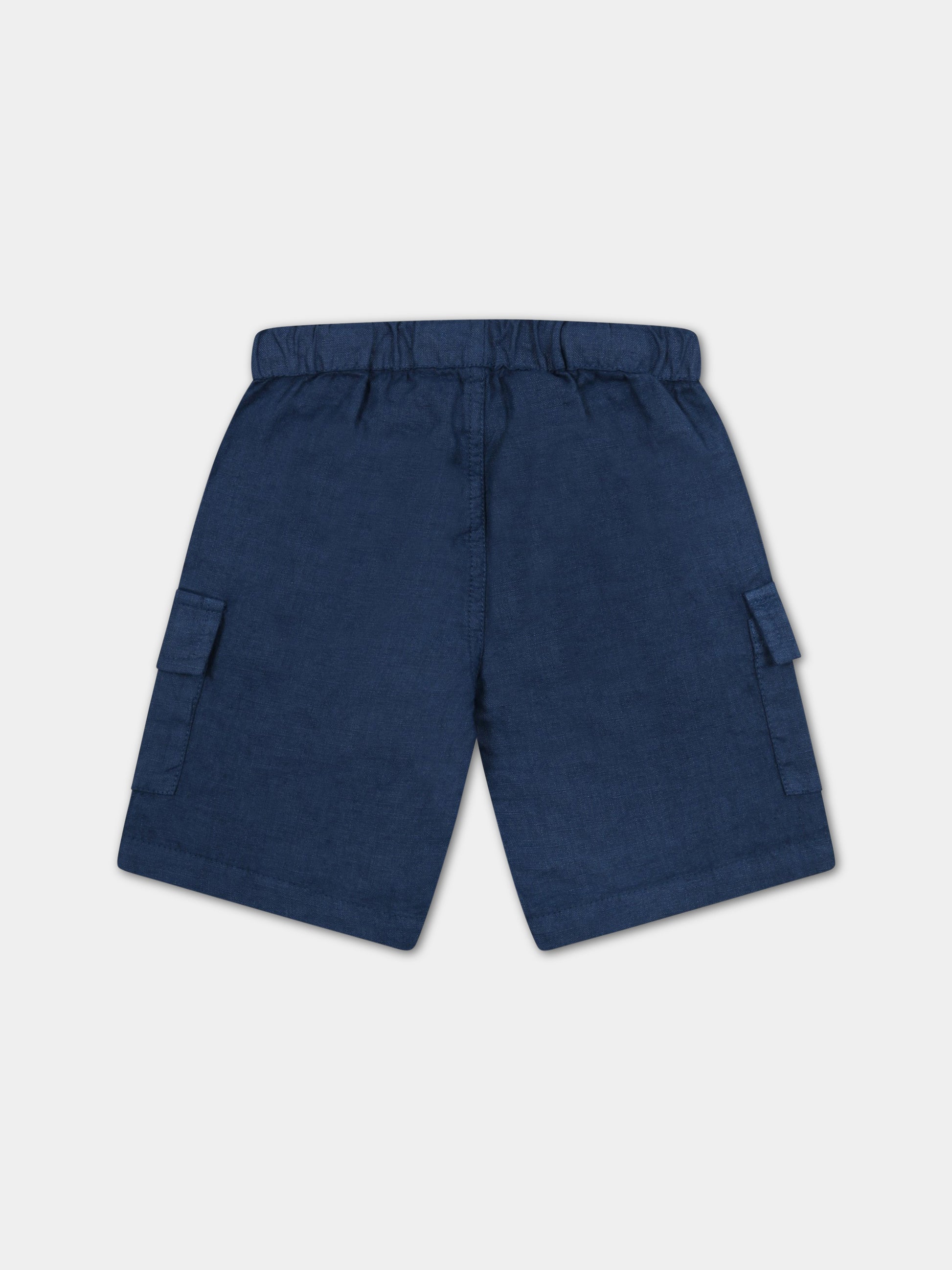 Bermuda blu per neonato in lino,Zhoe & Tobiah,LIN4 11