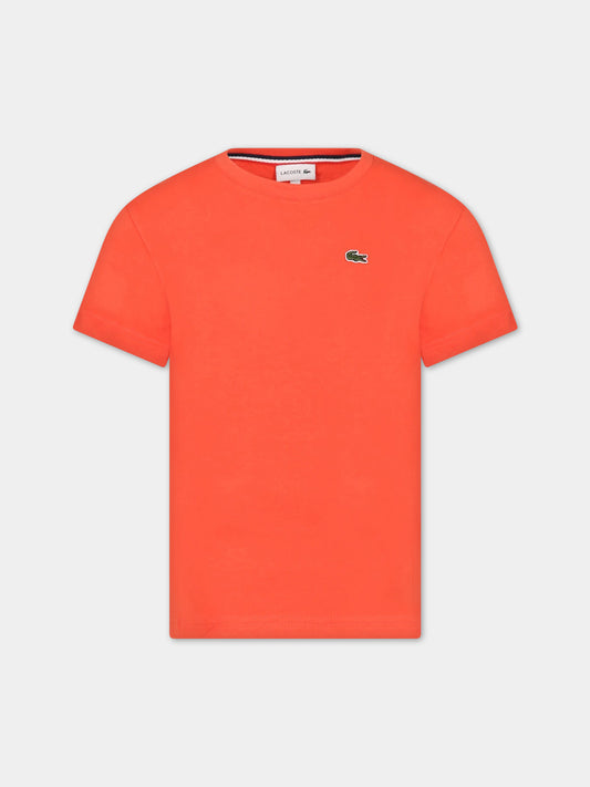 T-shirt rossa per bambino con logo iconico,Lacoste,TJ1442 02K