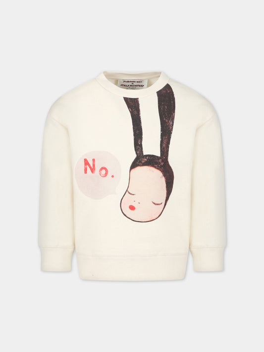 Felpa avorio per bambina con stampa,Stella Mccartney Kids,TS4D30 Z0499 106