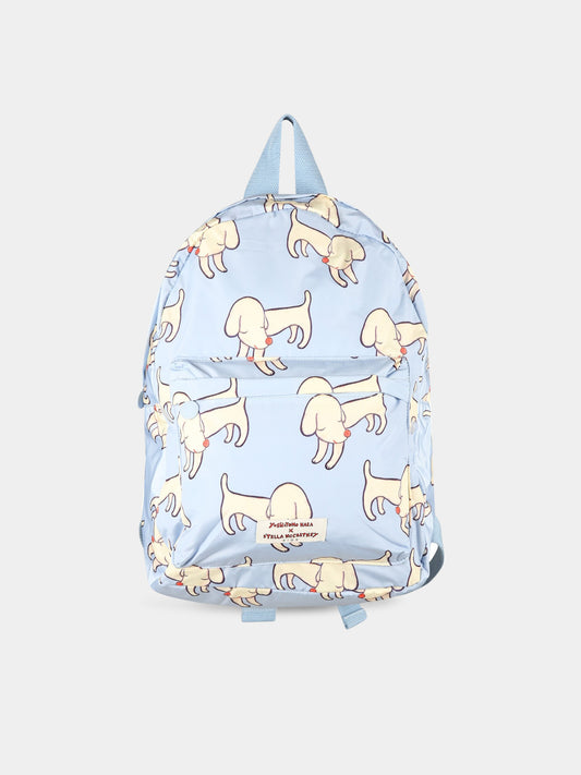 Zaino celeste per bambino con stampa e logo,Stella Mccartney Kids,TS0Q18 Z1431 654MC