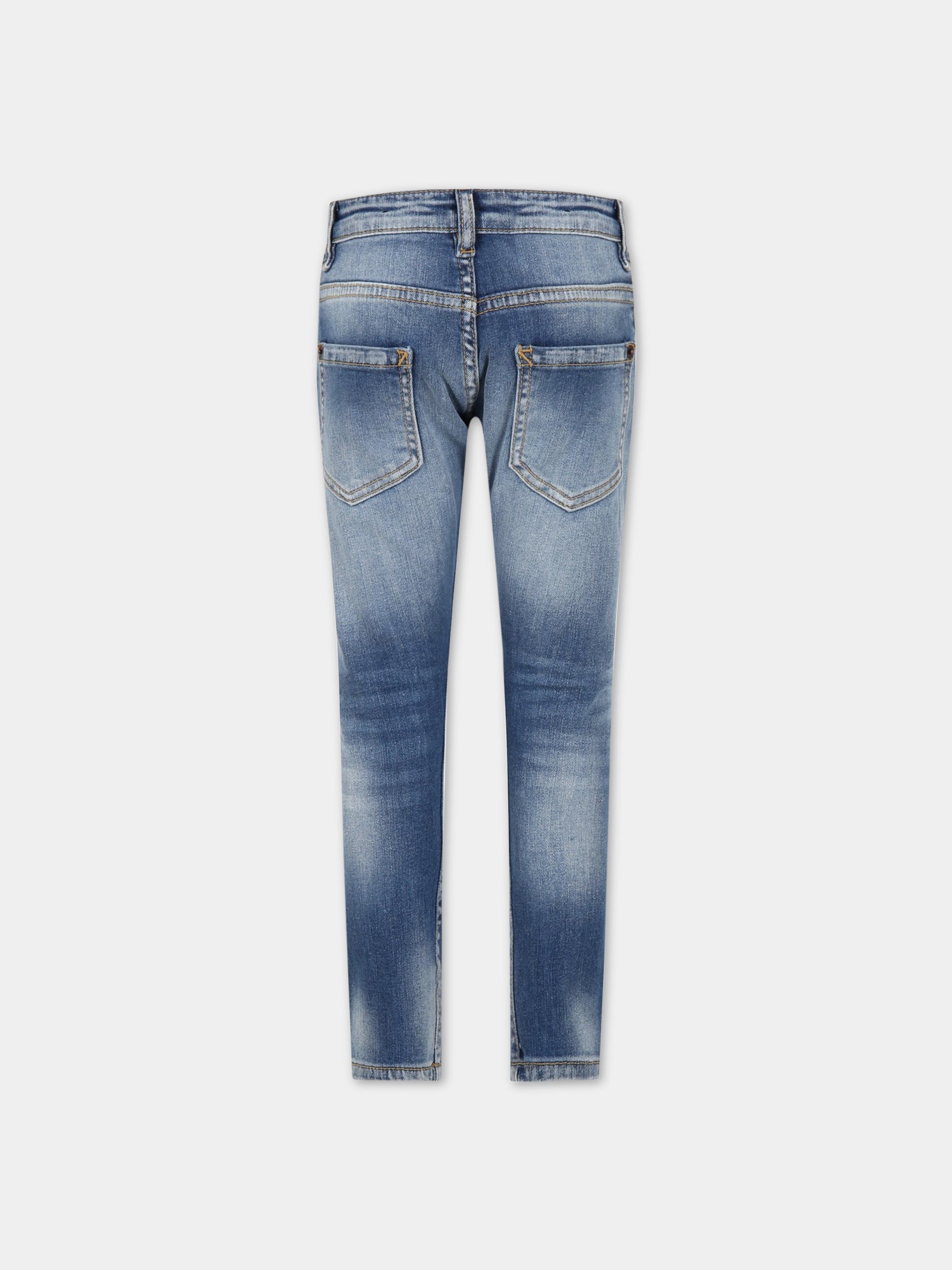 Jeans blu per bambino con patch logato,Dsquared2,DQ1336 D0A2K DQ01