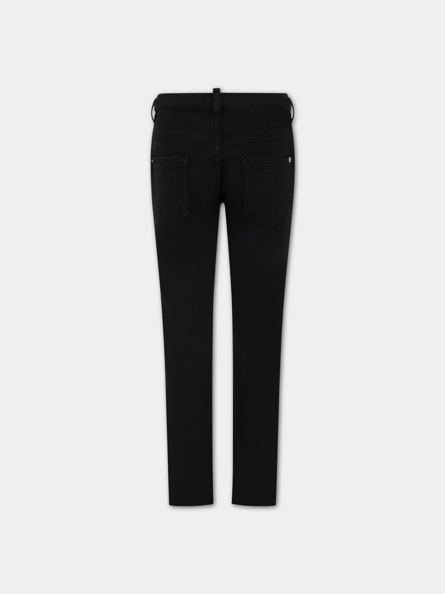 Jeans nero per bambino con patch logato,Dsquared2,DQ1761 D0A4E DQ900