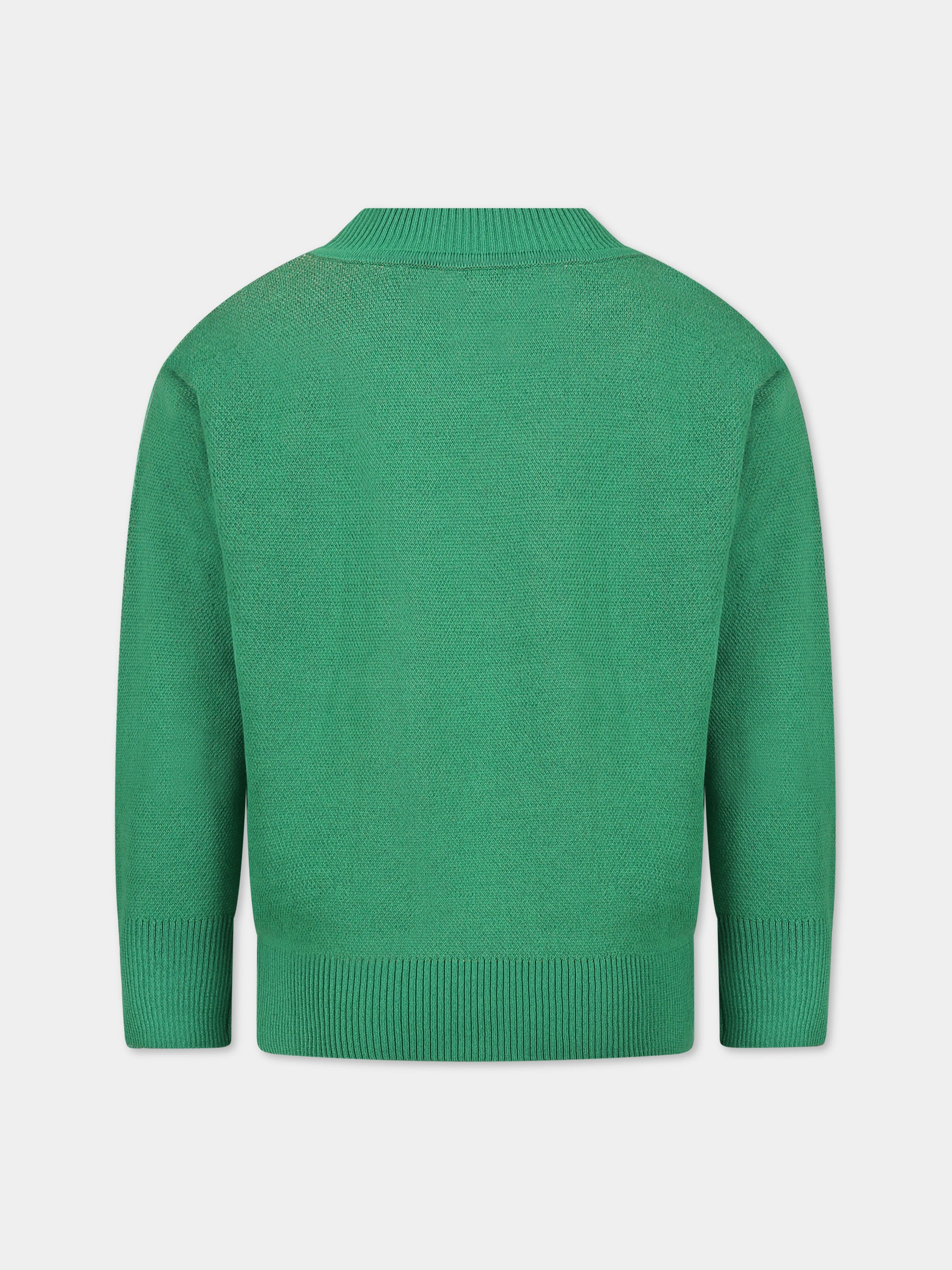 Maglione verde per bambini con stampa e logo,The Animals Observatory,S23068 188 CE
