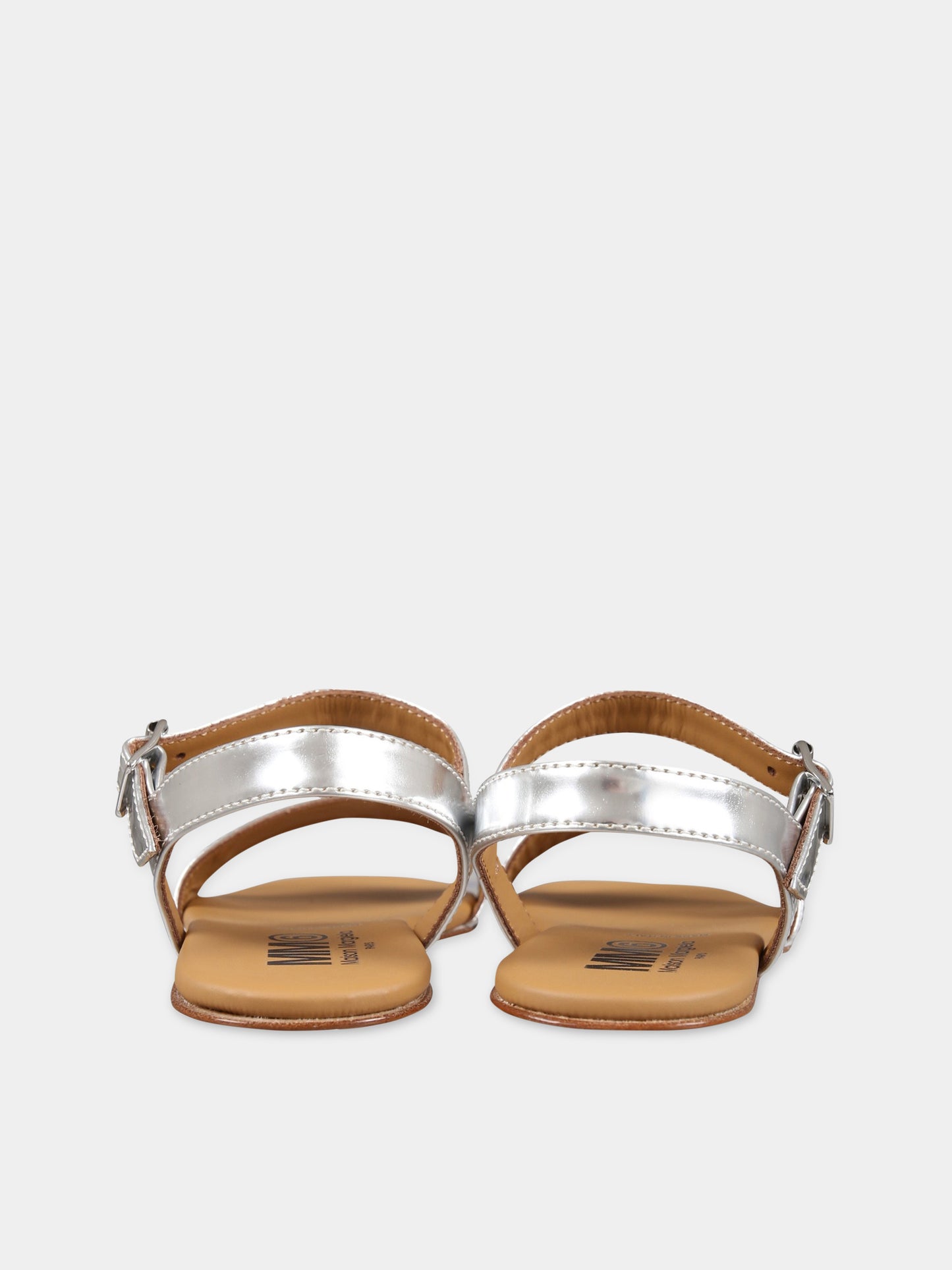 Sandali argento per bambina con logo,Mm6 Maison Margiela,73390 1