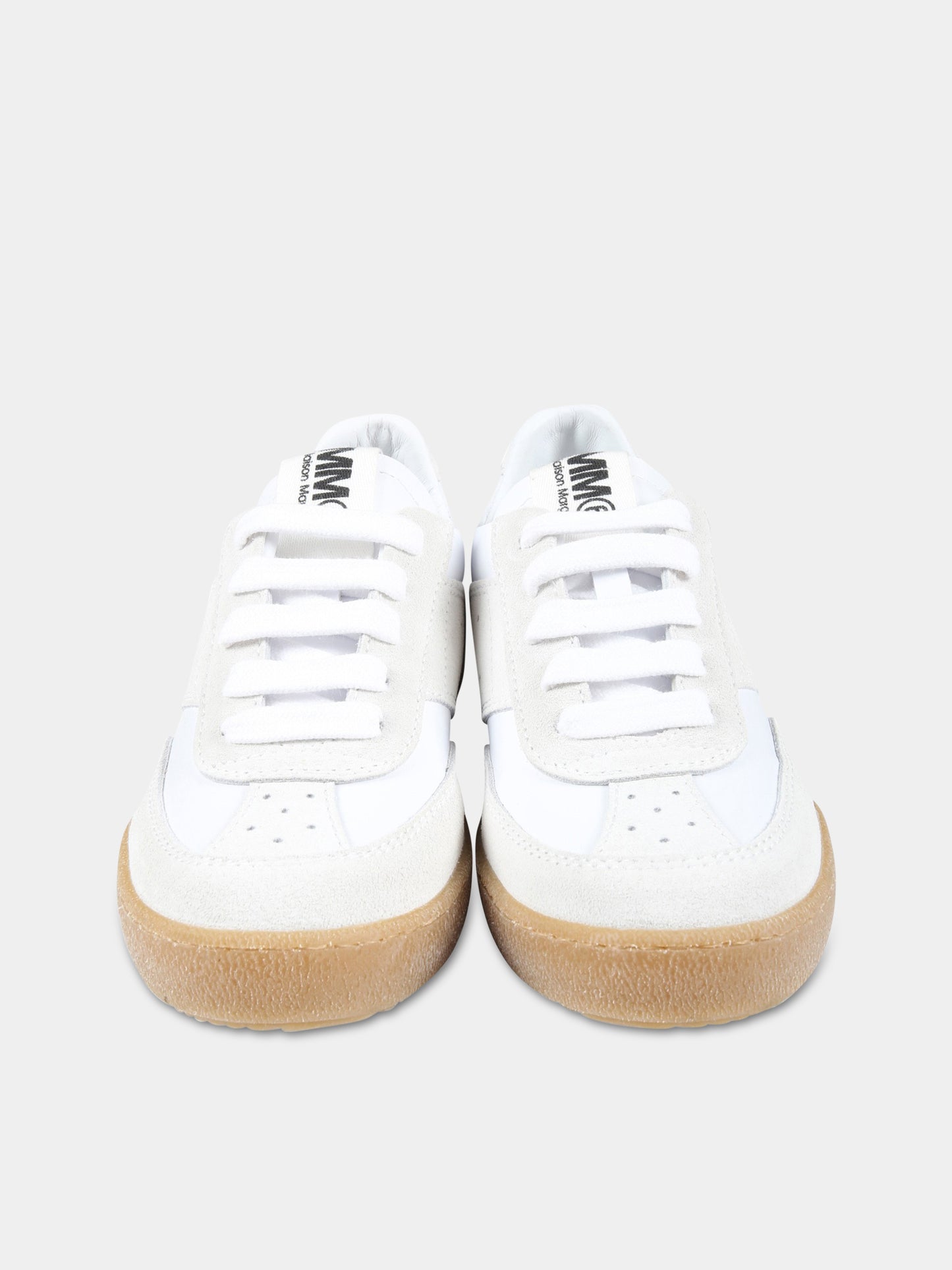 Sneakers bianche per bambini con logo,Mm6 Maison Margiela,73413 1