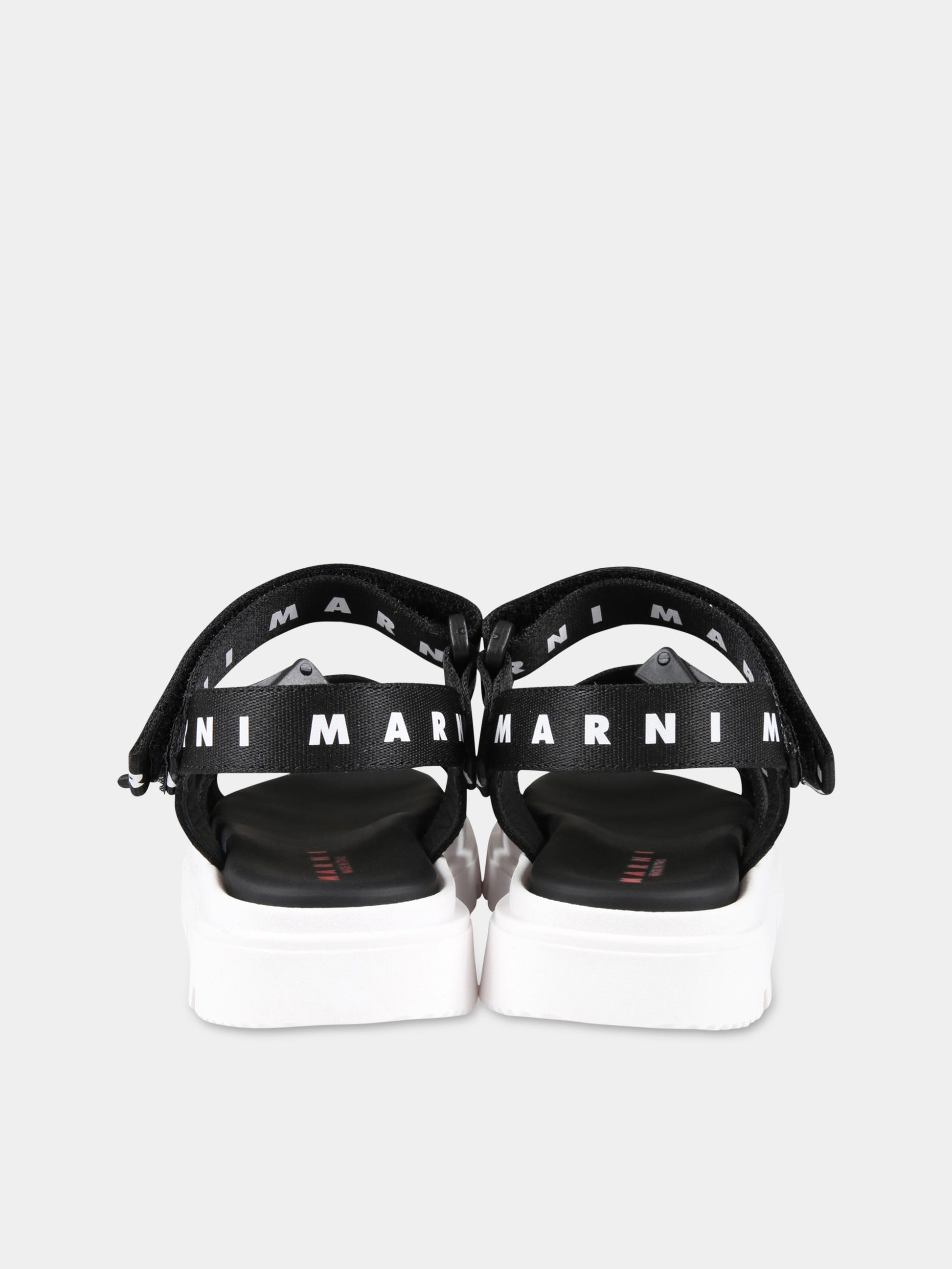 Sandali neri per bambina con logo bianco,Marni Kids,73460 1
