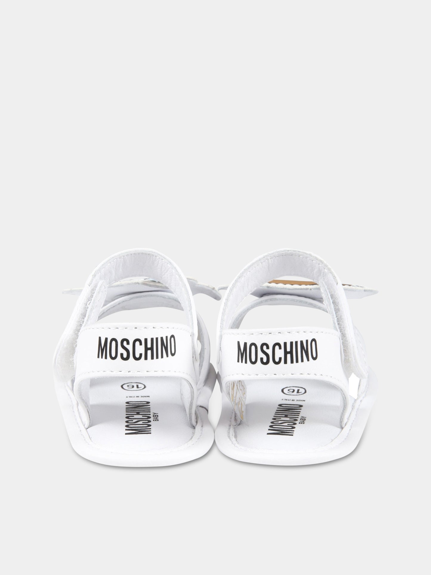 Sandali bianchi per neonato con Teddy Bear e squalo,Moschino Kids,74251 1