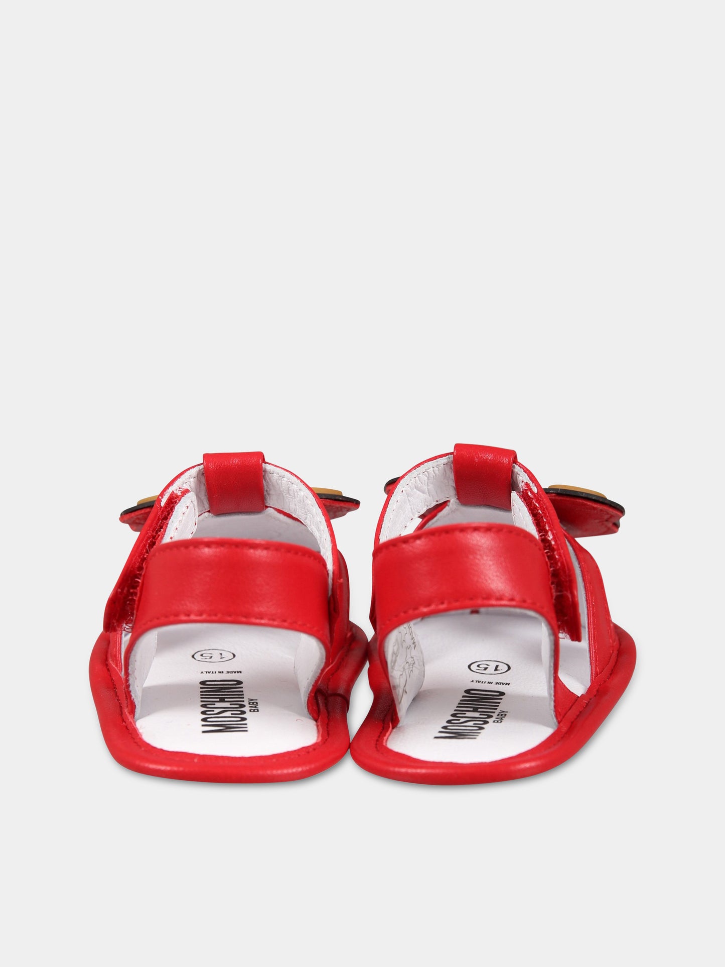Sandali rossi per neonati con Teddy Bear e logo,Moschino Kids,74257