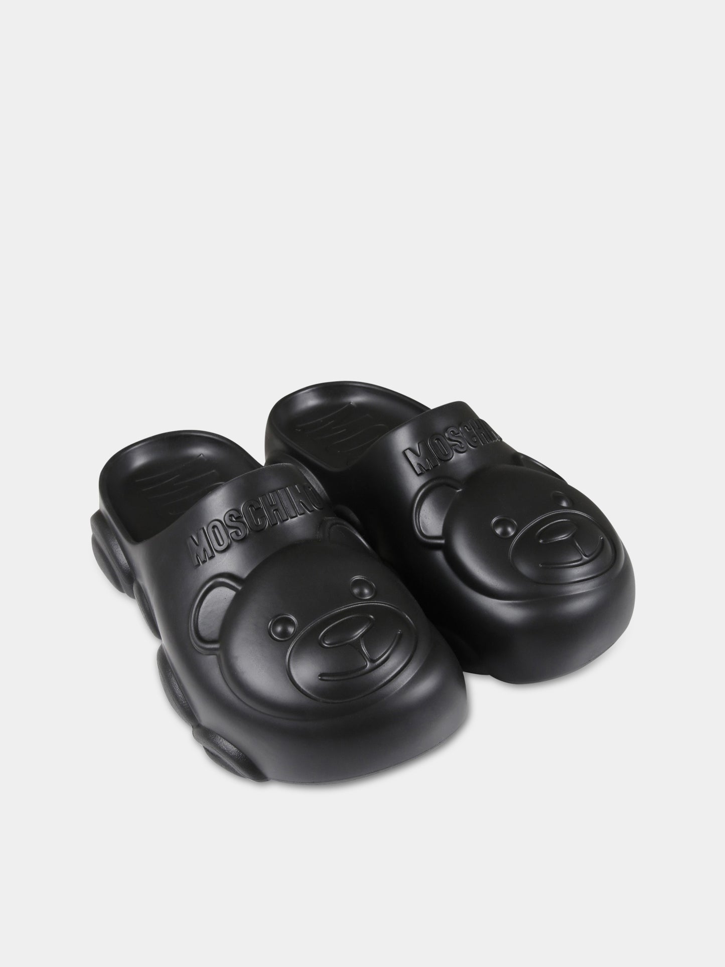 Sandali neri per bambini con logo e Teddy Bear,Moschino Kids,74496 1