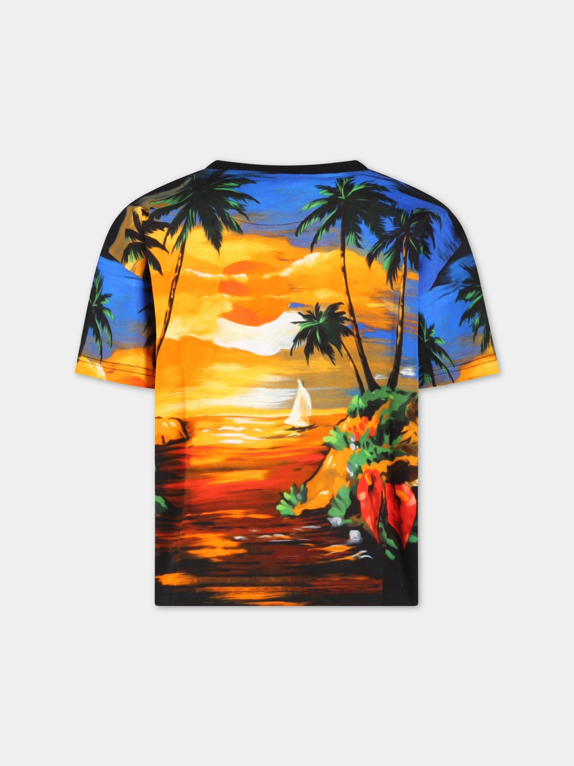 T-shirt multicolor per bambino con logo bianco,Dolce & Gabbana Kids,L4JTEG G7H0U HH4JK