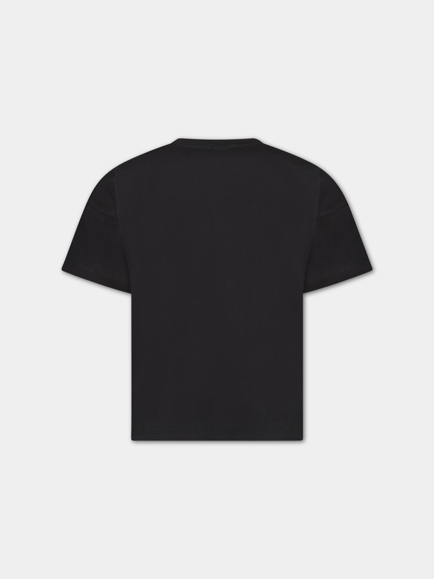 T-shirt nera per bambina con logo ricamato,Marques Almeida,SS23CORETP0351JRS BLACK