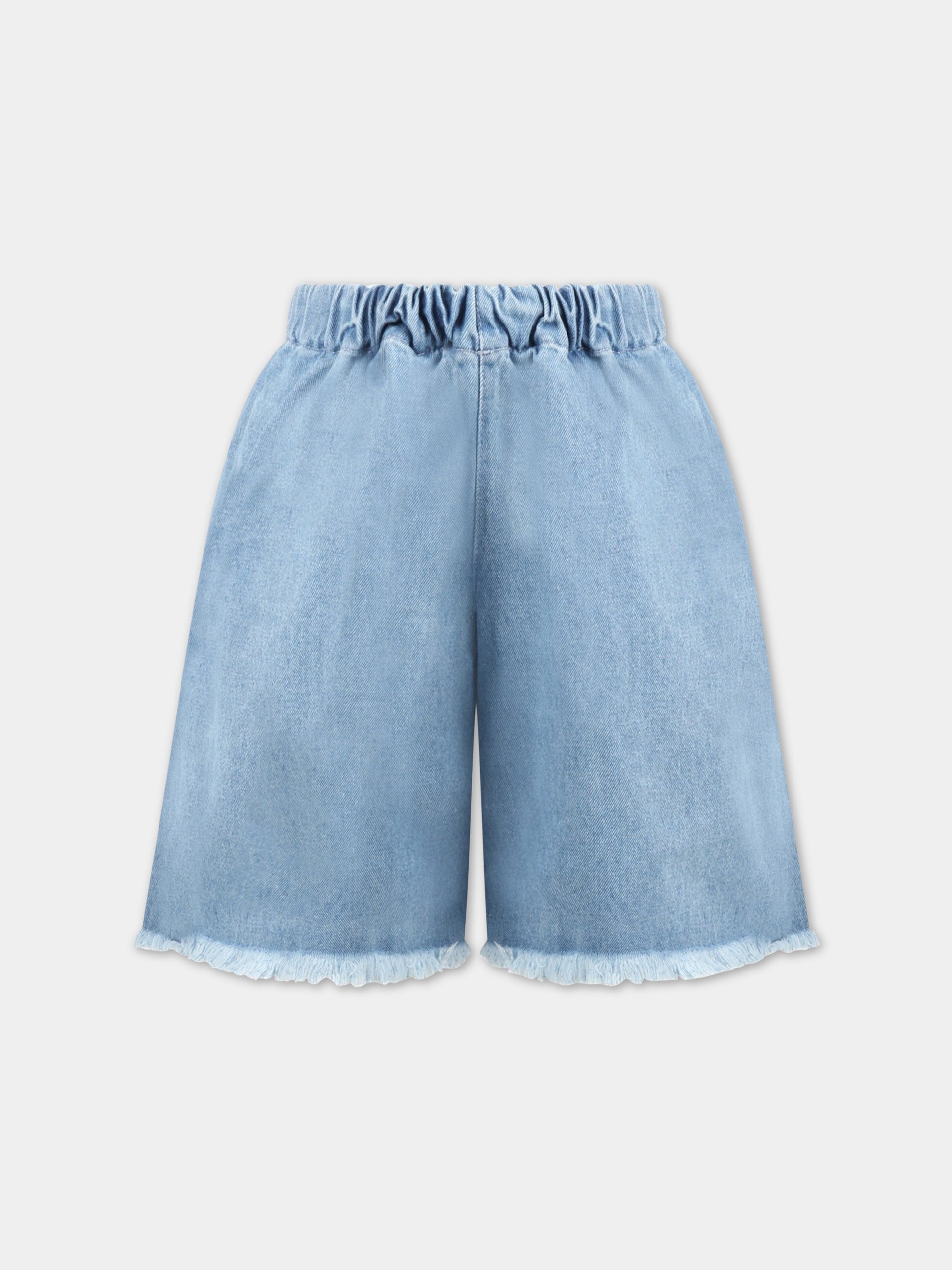Shorts celesti per bambina con patch logato,Marques Almeida,SS23CORETR0171DNM BABY BLUE