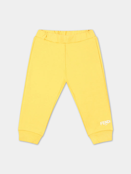 Pantaloni gialli da tuta per neonati con logo bianco,Fendi Kids,BUF070 5V0 F08HW