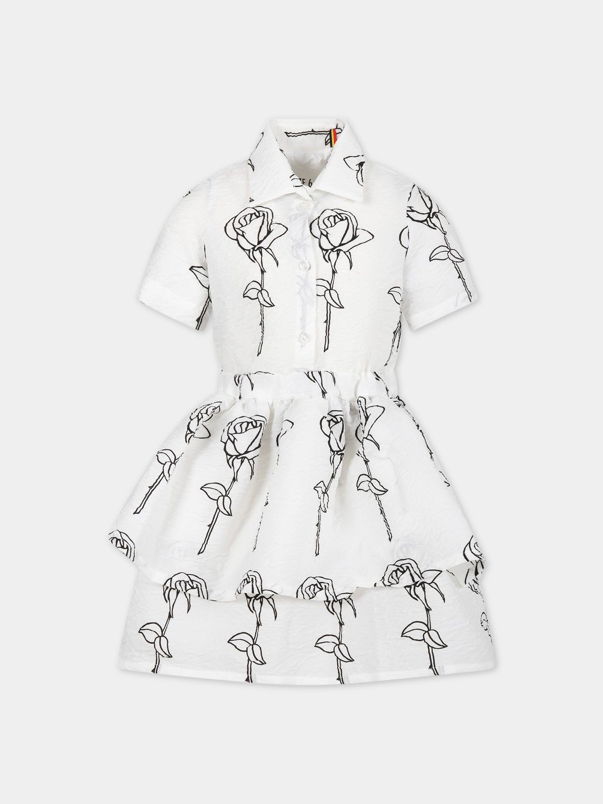 Vestito bianco per bambina con stampa,Caroline Bosmans,SS23 4000 36B 0010A