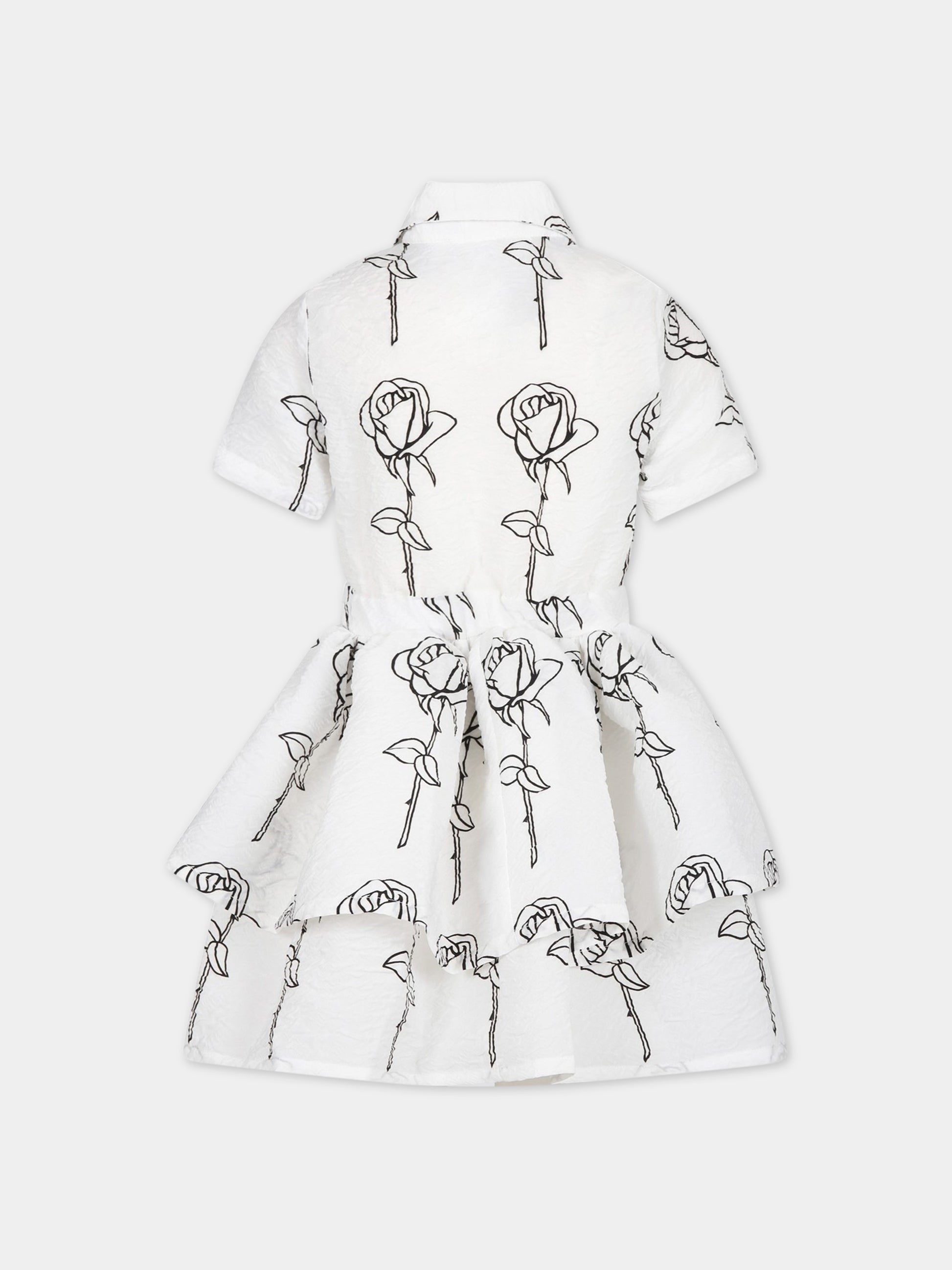 Vestito bianco per bambina con stampa,Caroline Bosmans,SS23 4000 36B 0010A