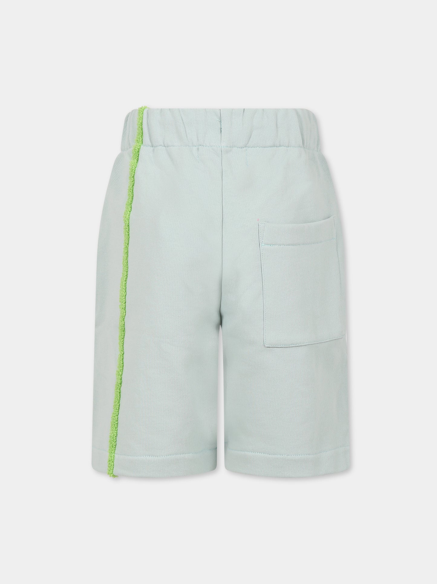 Shorts celeste per bambini con dettaglio verde,Raquette,BAT 005A 67