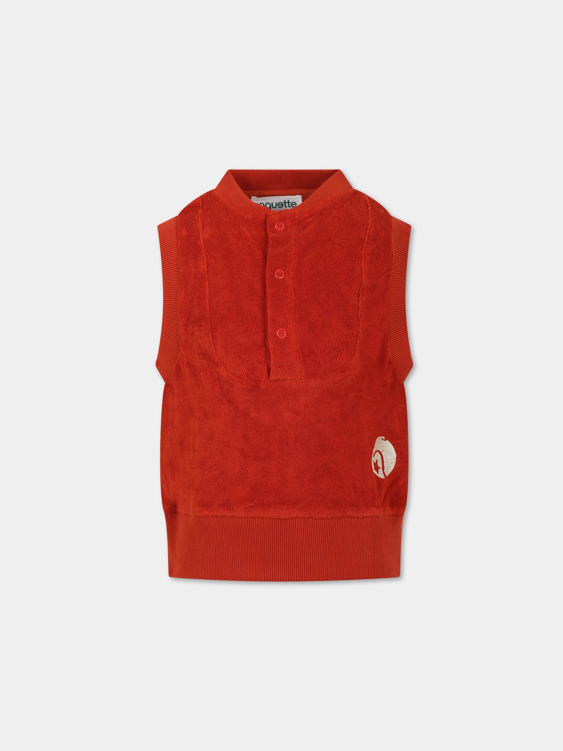 T-shirt rossa per bambino con ricamo,Raquette,SCA 003 81