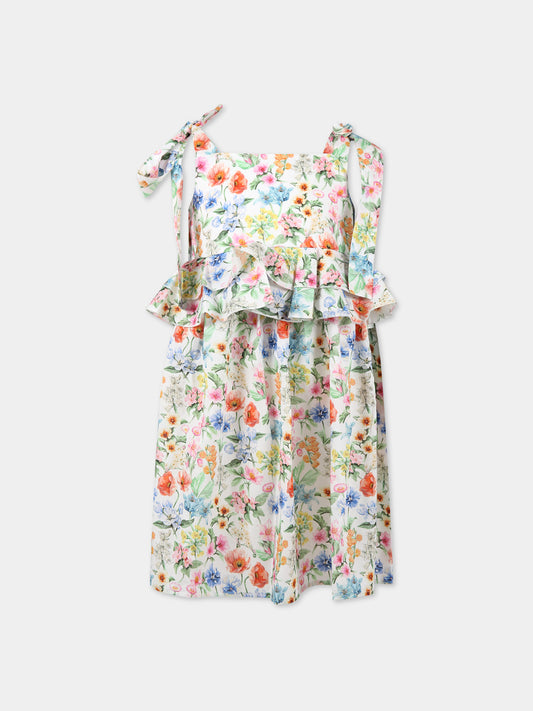 Vestito multicolor per bambina con stampa floreale,Paade Mode,232104619